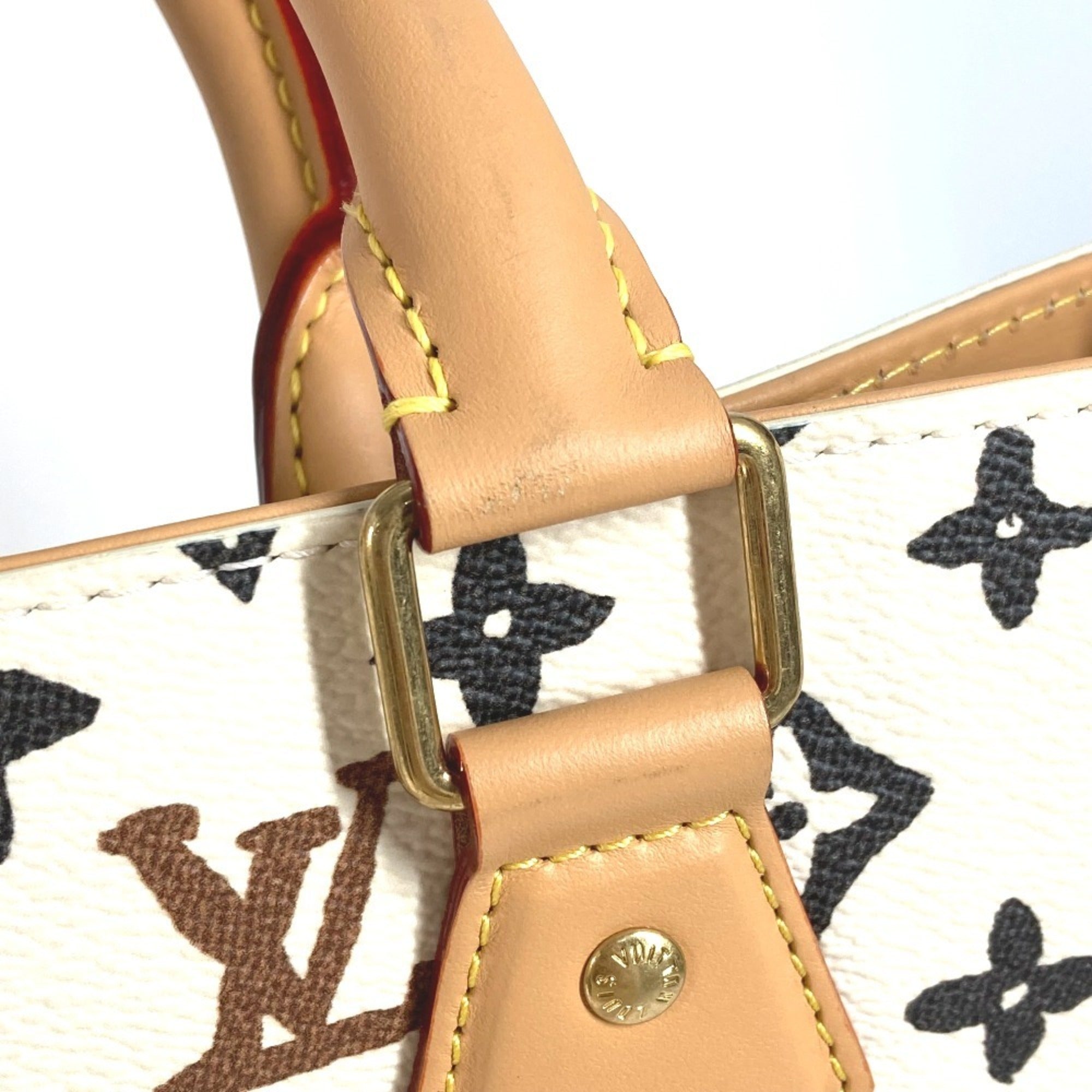 LOUIS VUITTON M24859 Monogram Craggy Sac Plat Tote Bag Vertical Handbag Men's Women's Beige Like New — Like New