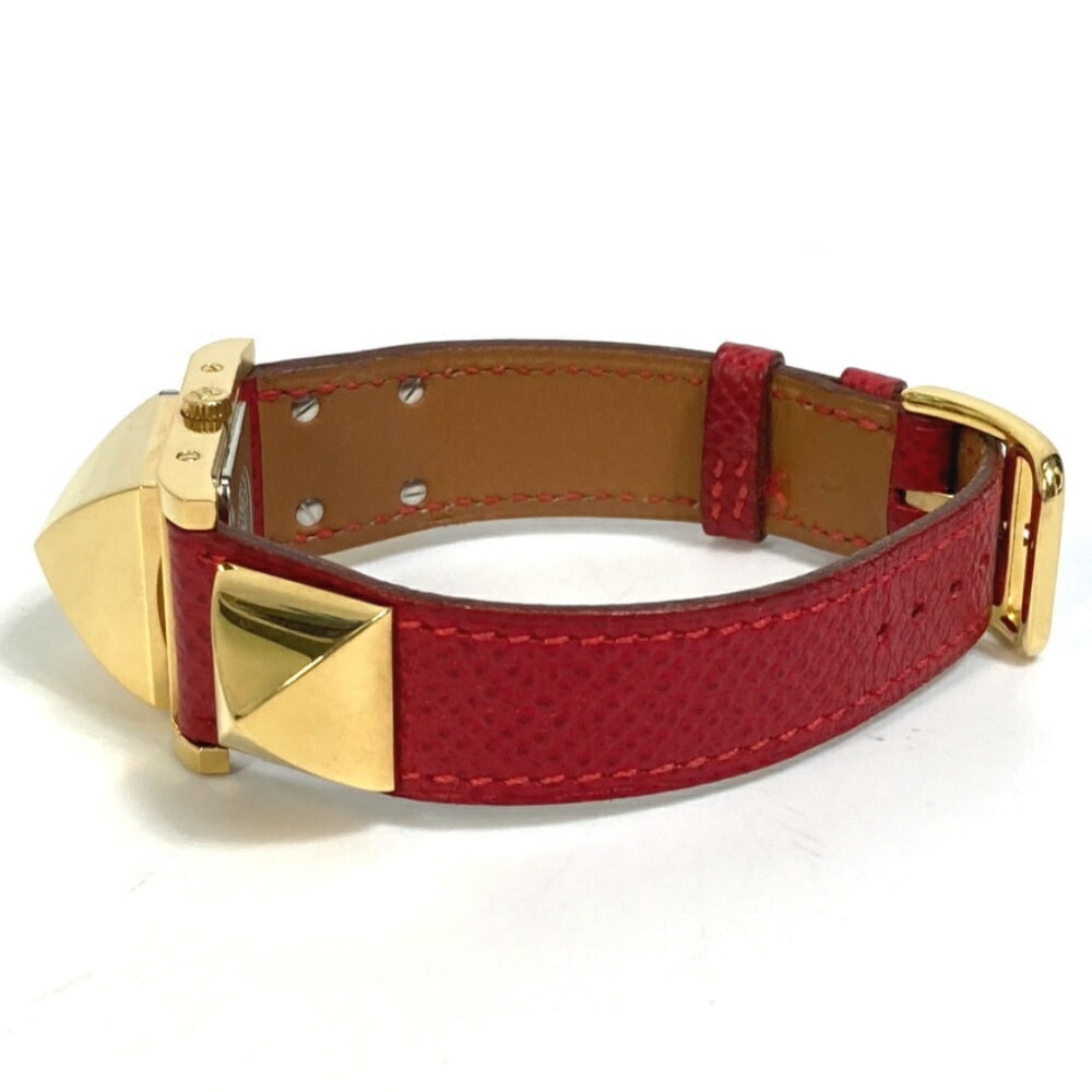 HERMES Medor Quartz Watch GP Leather Ladies Gold S-220909-9 — Good