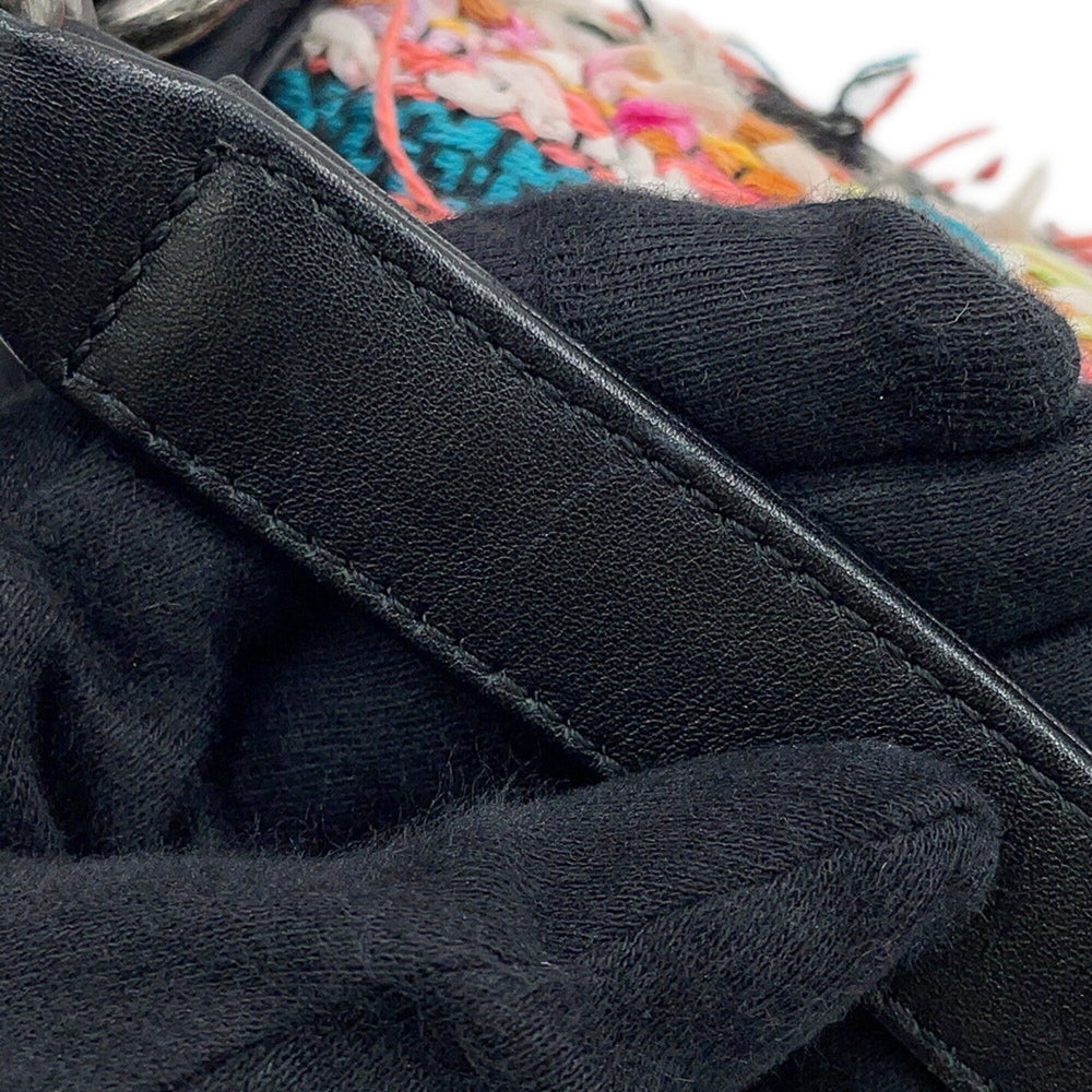 Chanel Chain Shoulder Bag Boy Small Matelassé Coco Mark Lambskin Tweed CHANEL Black Handbag Women's — Like New