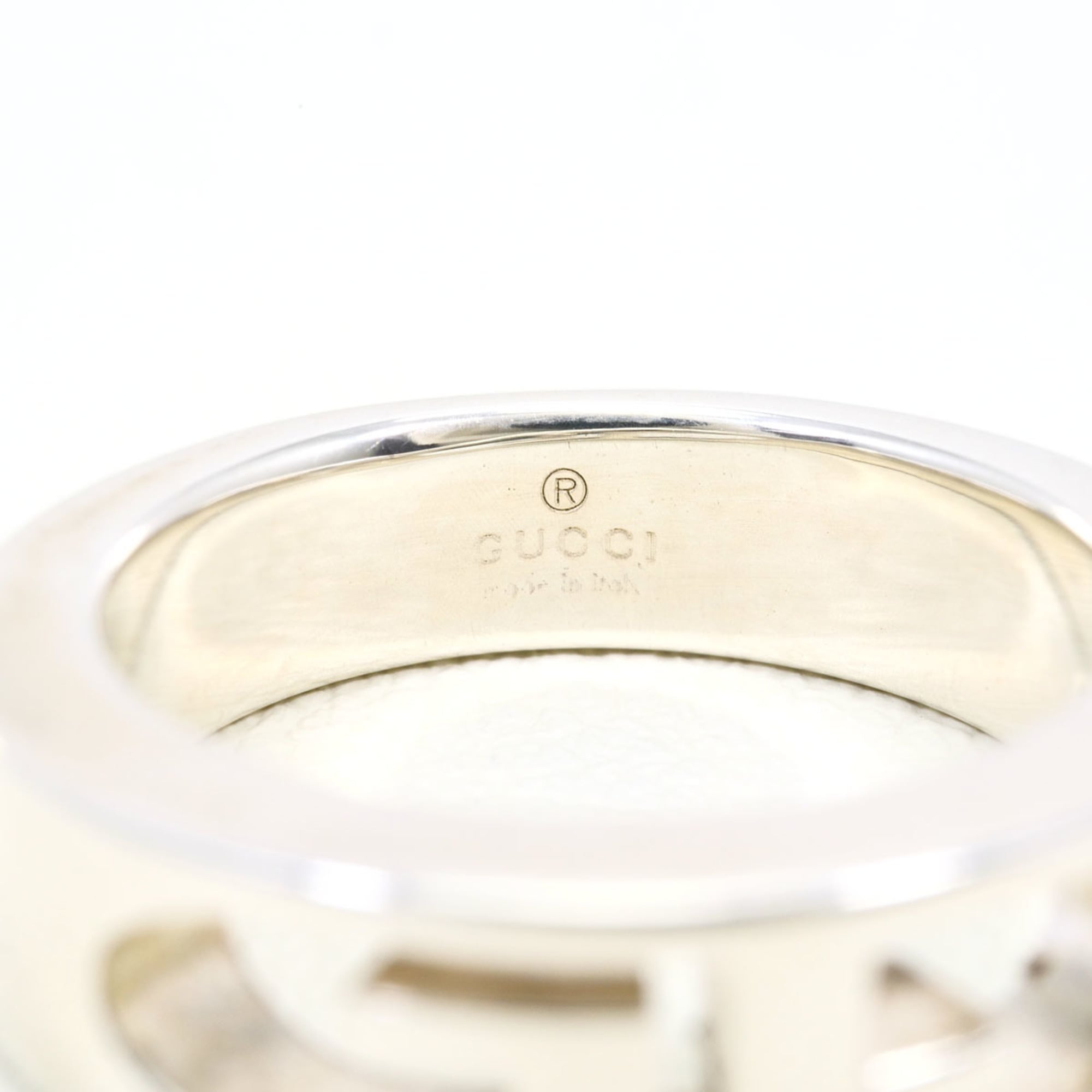Gucci Double G Logo Silver Ring, Total Weight 6.2g, Like New Condition — Like New