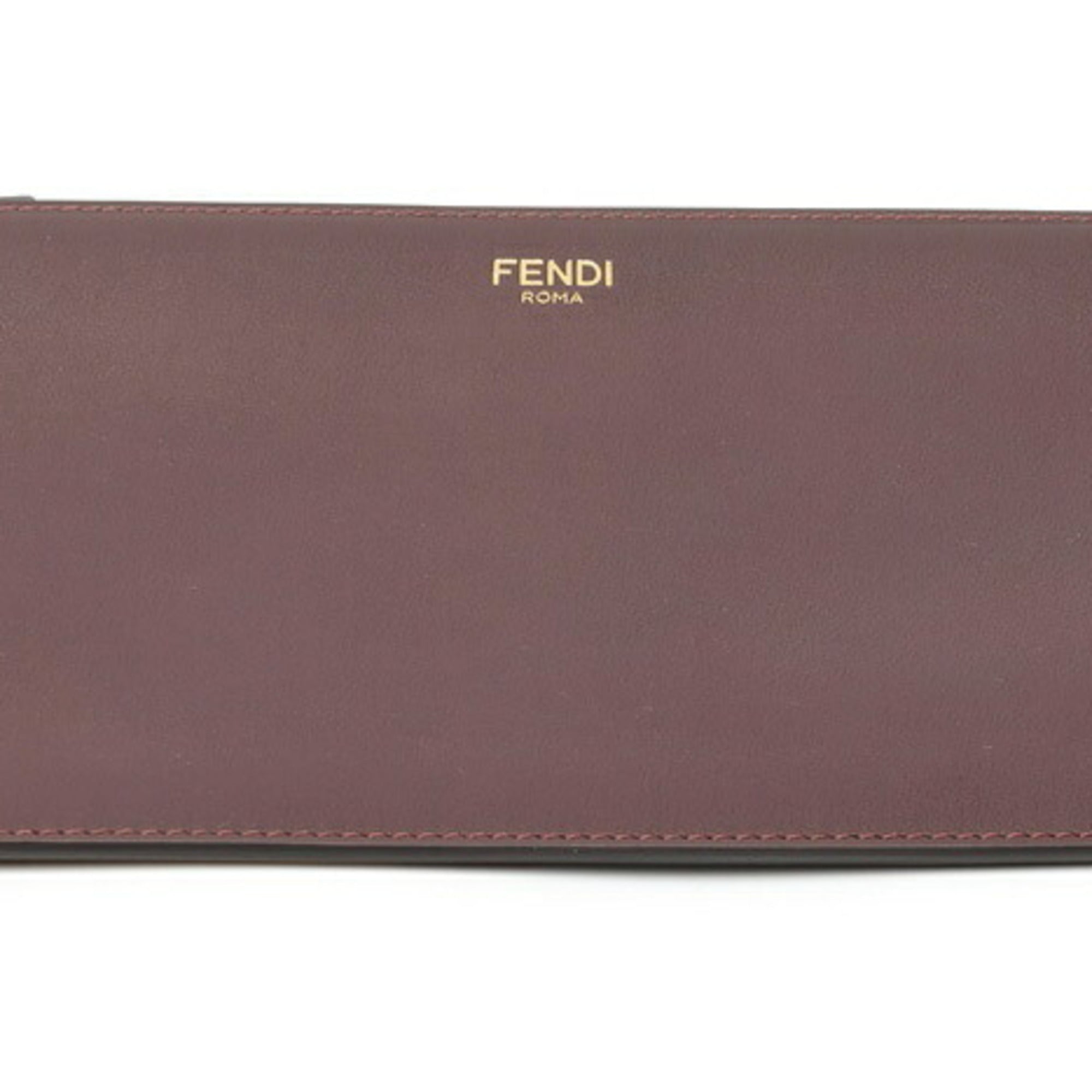 FENDI Flat Baguette Clutch Bag Medium 8N0149 Leather Bordeaux S-160070 — Like New