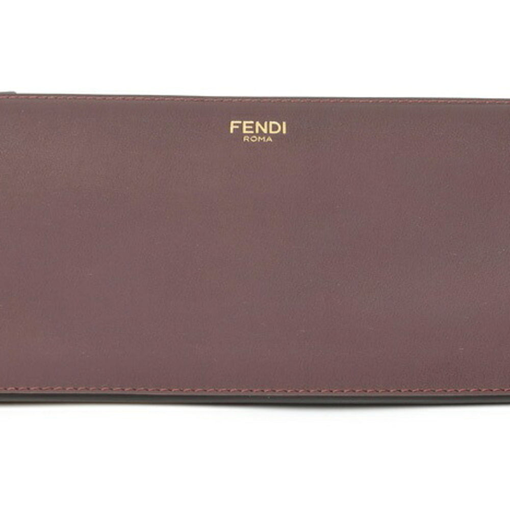 FENDI Flat Baguette Clutch Bag Medium 8N0149 Leather Bordeaux S-160070 — Like New