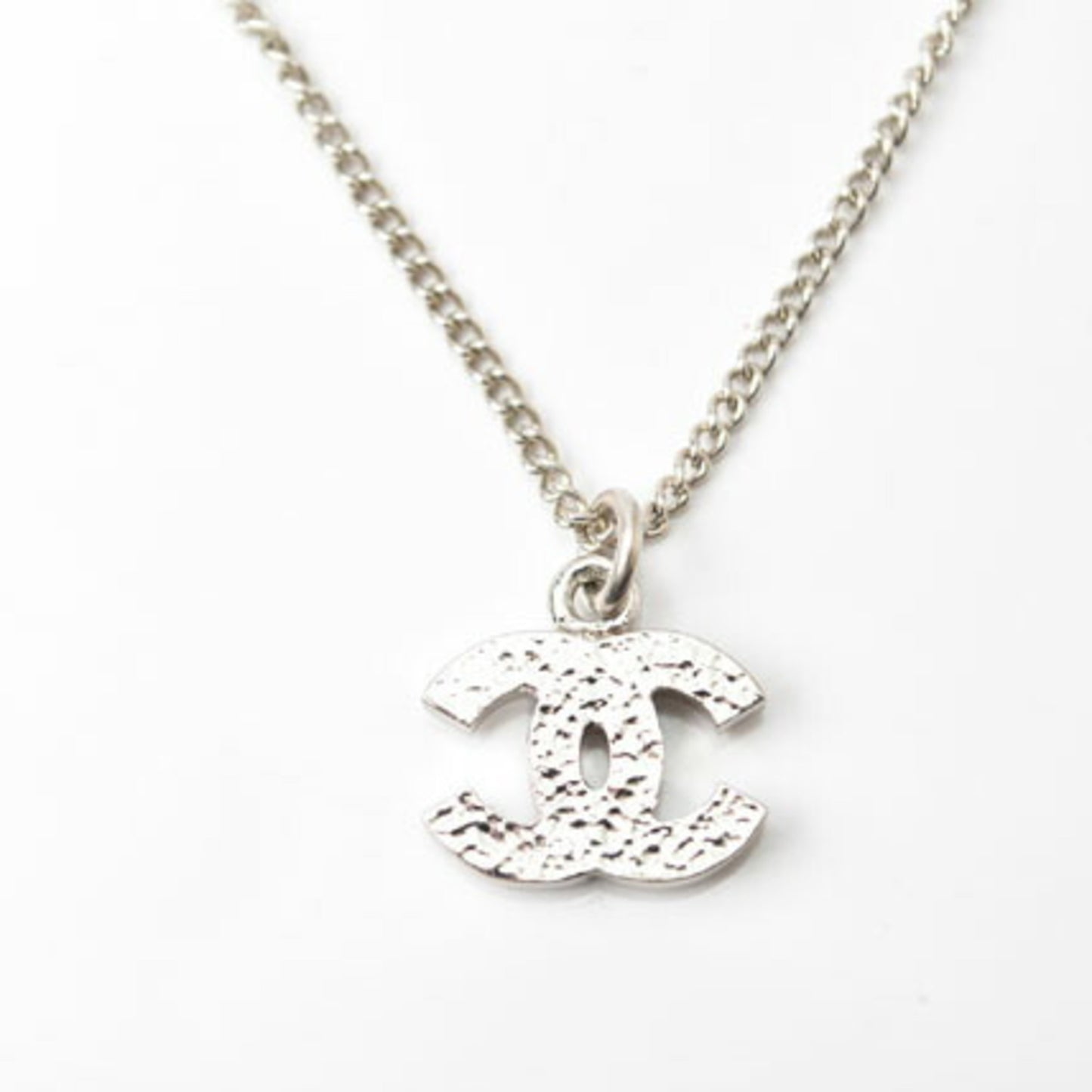 Chanel Necklace Pendant CHANEL Coco Mark CC Rhinestone Silver White