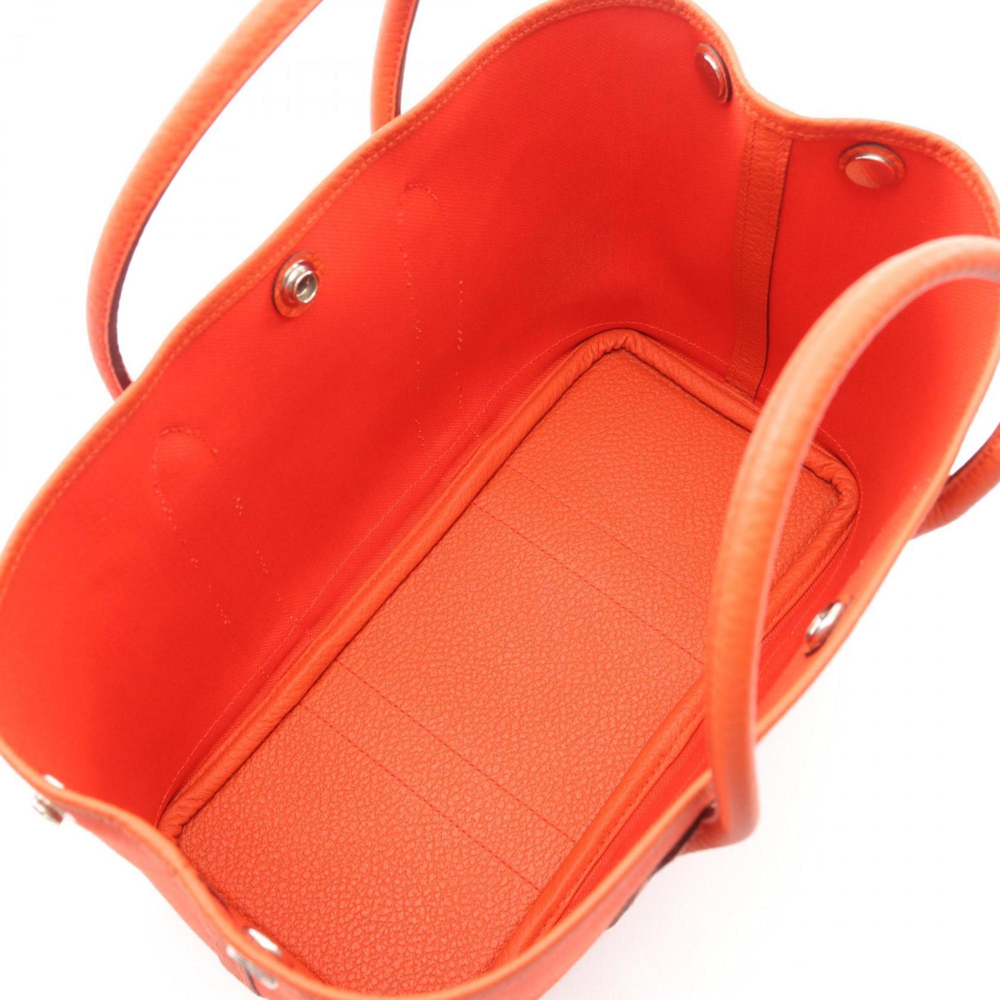 Hermes Hermès Garden Party TPM Tote Bag, Canvas and Leather, Toile Militaire Negonda, Women's, Orange