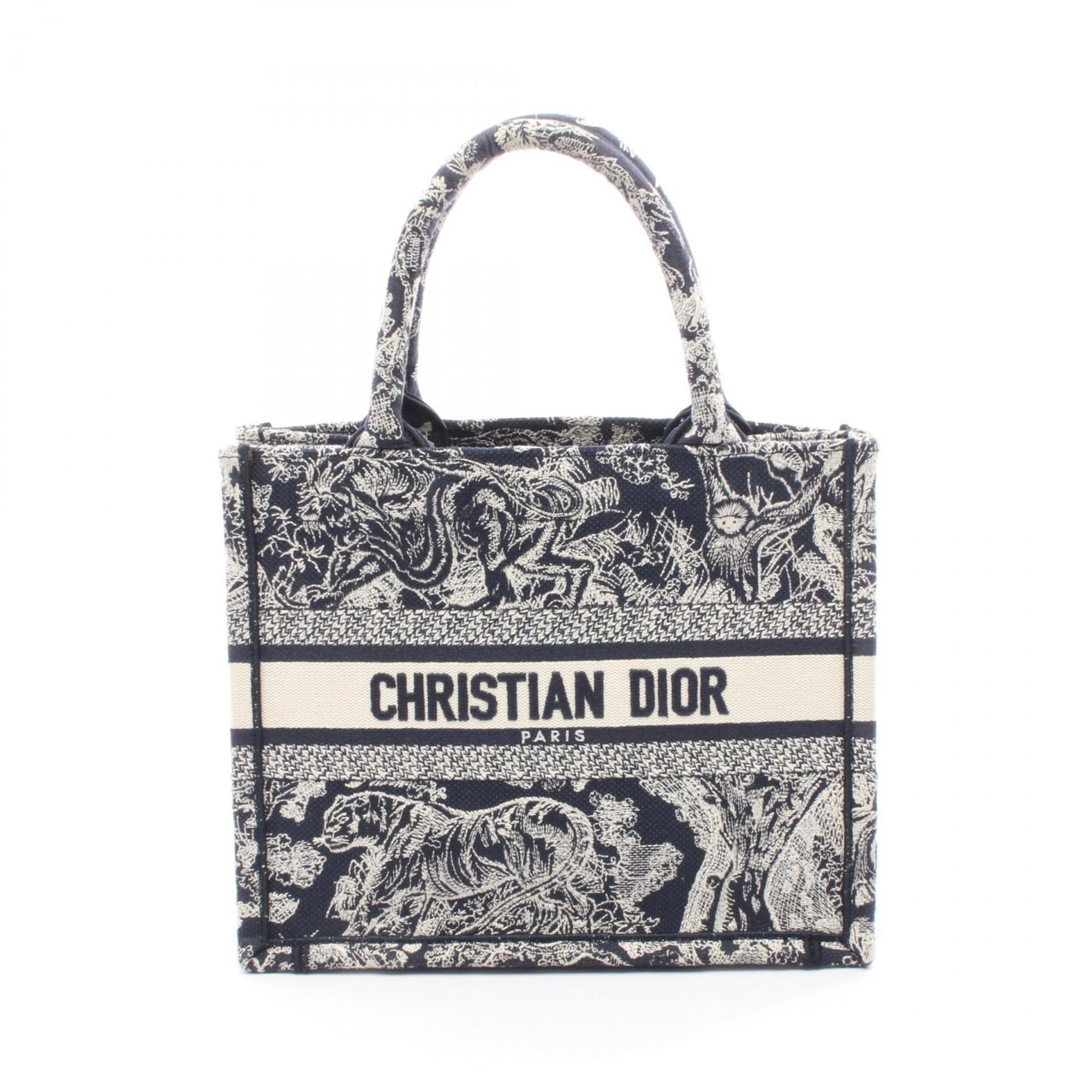 Christian Dior Dior BOOK TOTE Small Tote Bag, Canvas Handbag, Women's, Navy and Beige