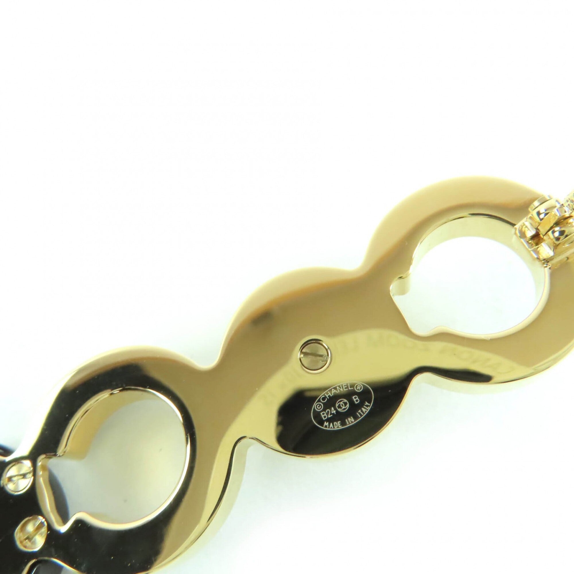 CHANEL B24B Coco Mark Brooch with Faux Pearls, Black and Gold, Box, Made in Italy, Women's — Like New