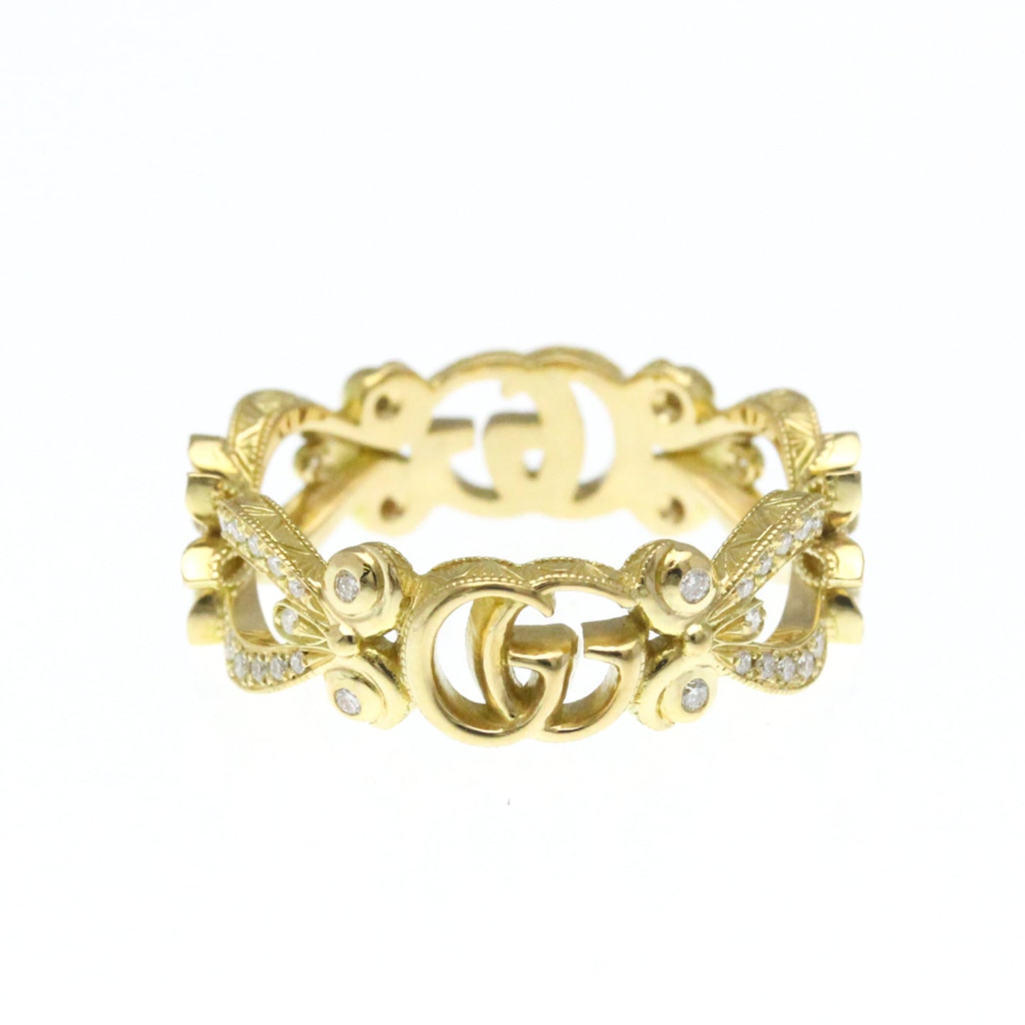 Gucci Flora Diamond Ring Yellow Gold (18K) Fashion Diamond Band Ring Gold