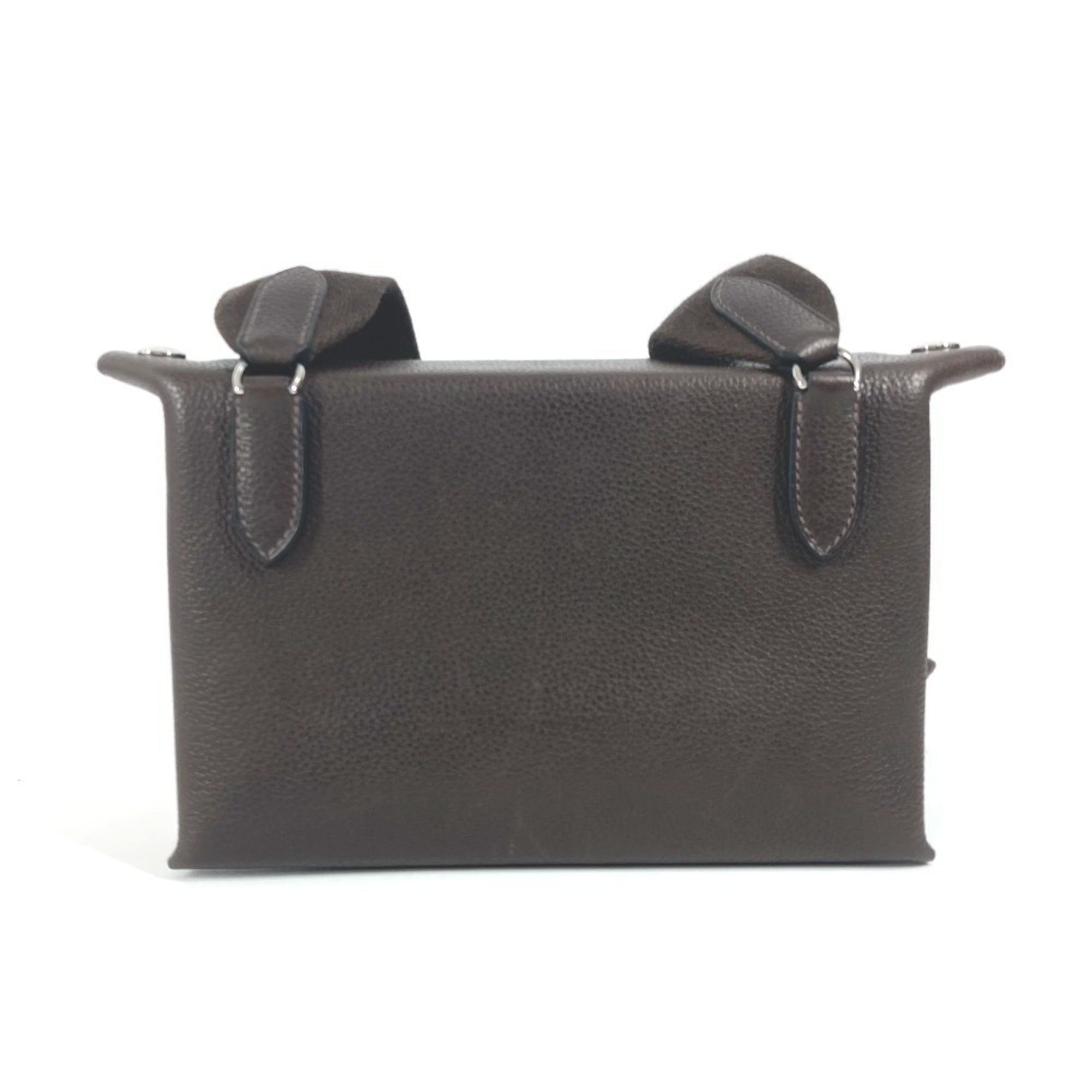 HERMES Hermes H logo punching Vid Poche crossbody bag pochette diagonal shoulder Togo men women dark brown — Like New