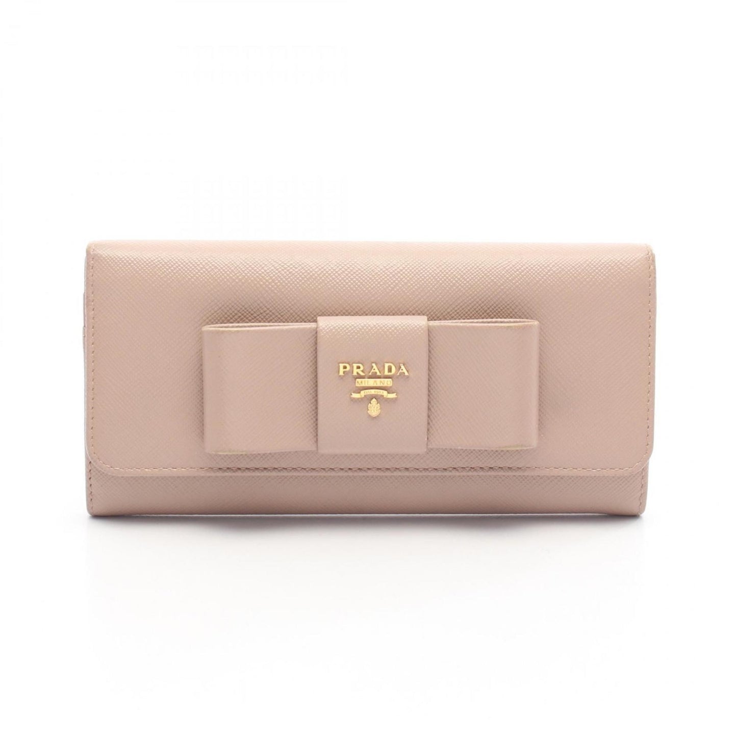Prada SAFFIANO FIOCCO Bi-fold Long Wallet in Saffiano Leather, Women's, Pink, 1MH132