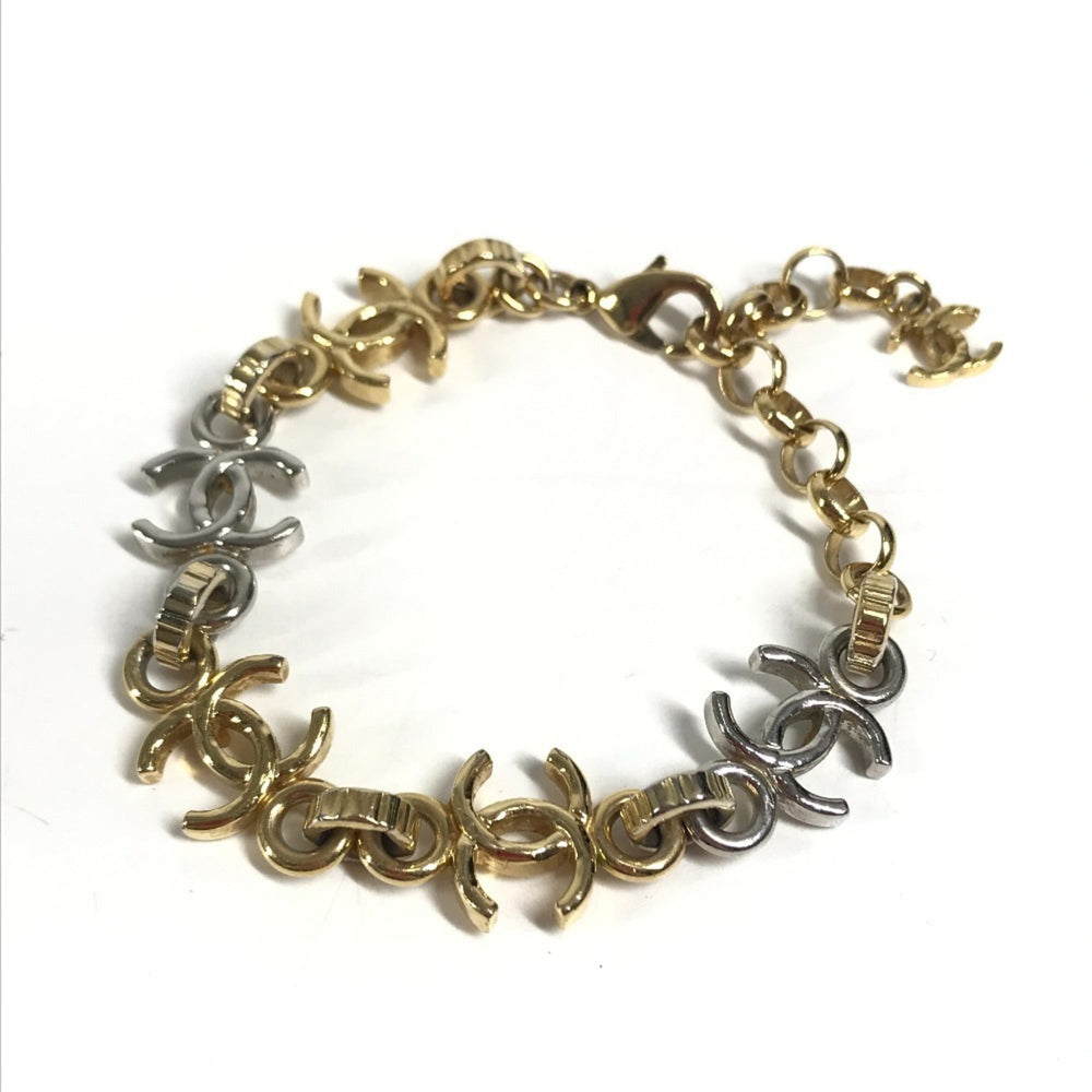 CHANEL B26P CC Coco Mark Chain Bracelet, Bicolor Accessory, Metal Women's, Gold — Like New