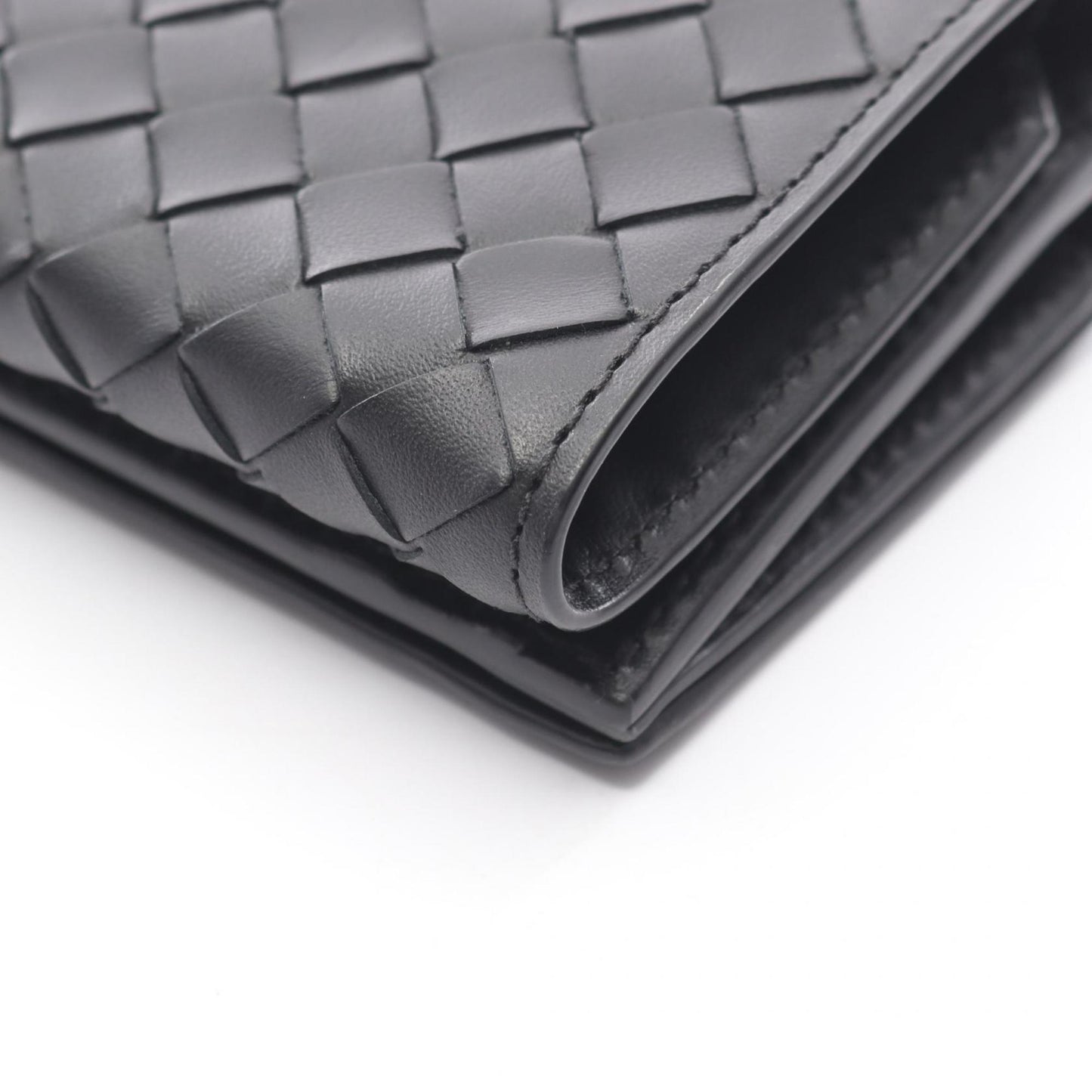 Bottega Veneta Intrecciato Tri-fold Wallet, Leather, Women's, Black