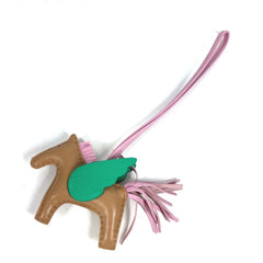 HERMES Hermes Horse Keychain Cheval Rodeo Pegasus PM Accessory Bag Charm Agneau Milo Men's Women's Pink Like New — Like New