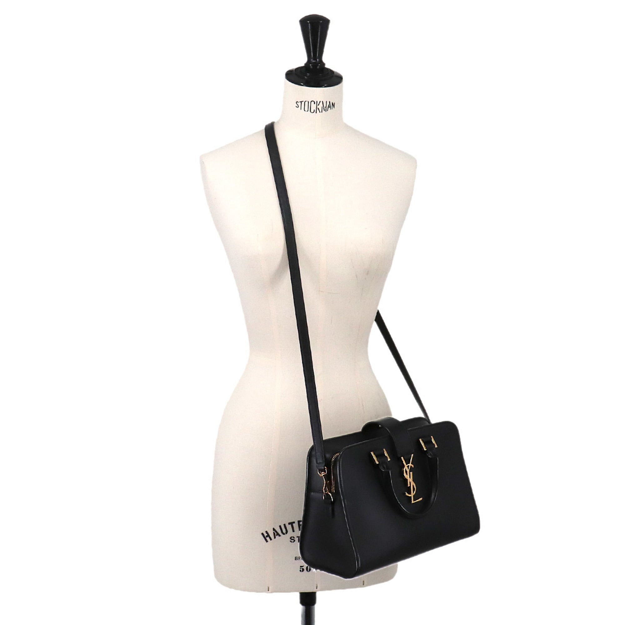 Saint Laurent Baby Cabas 2-way Hand/Shoulder Handbag, Leather, Black, 568853 — Like New