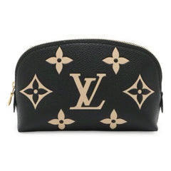 LOUIS VUITTON Louis Vuitton Monogram Empreinte Pochette Tick Bicolor Black Beige M59086 — Like New