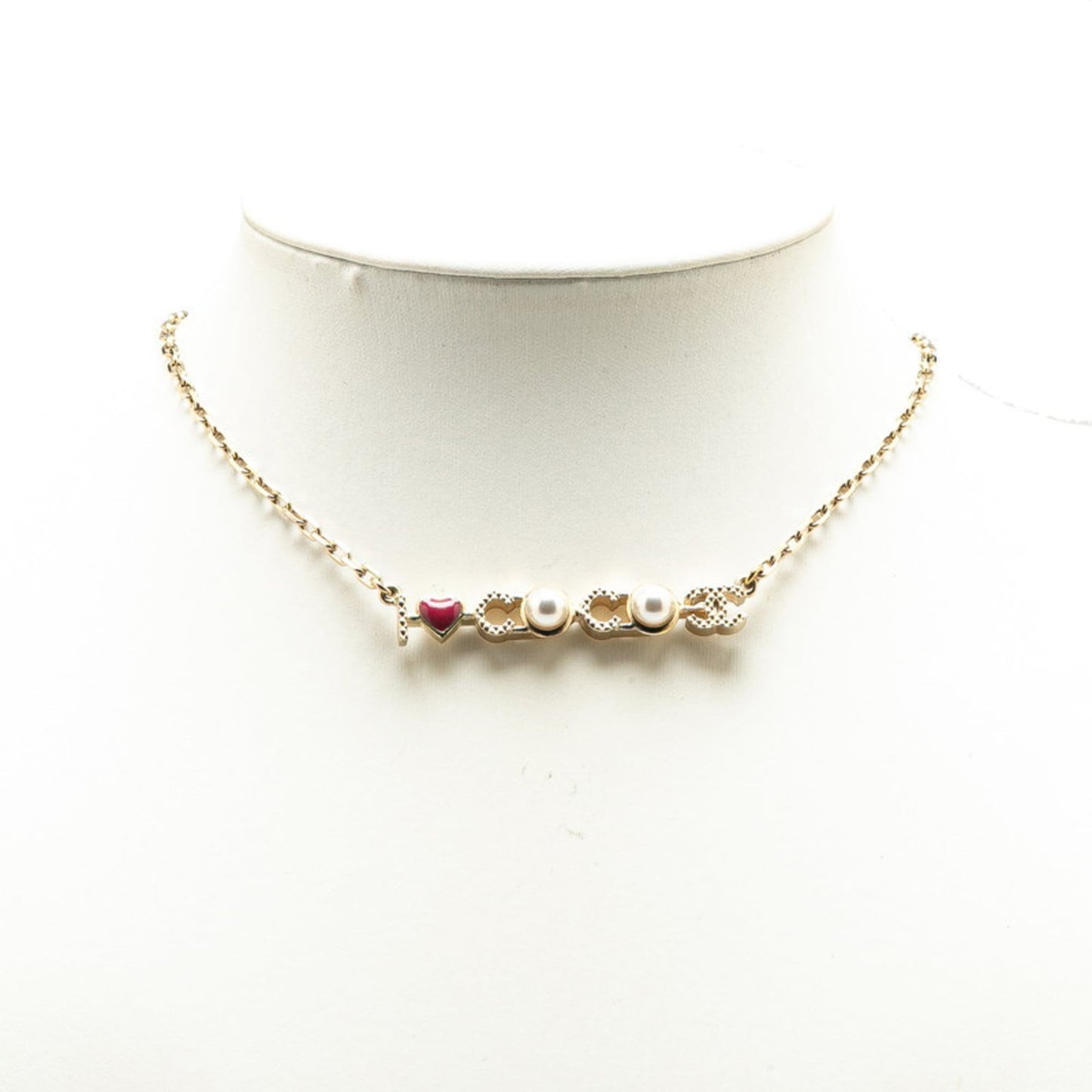 Chanel I LOVE COCO Coco Mark Necklace Gold Plated Fake Pearl Women's CHANEL