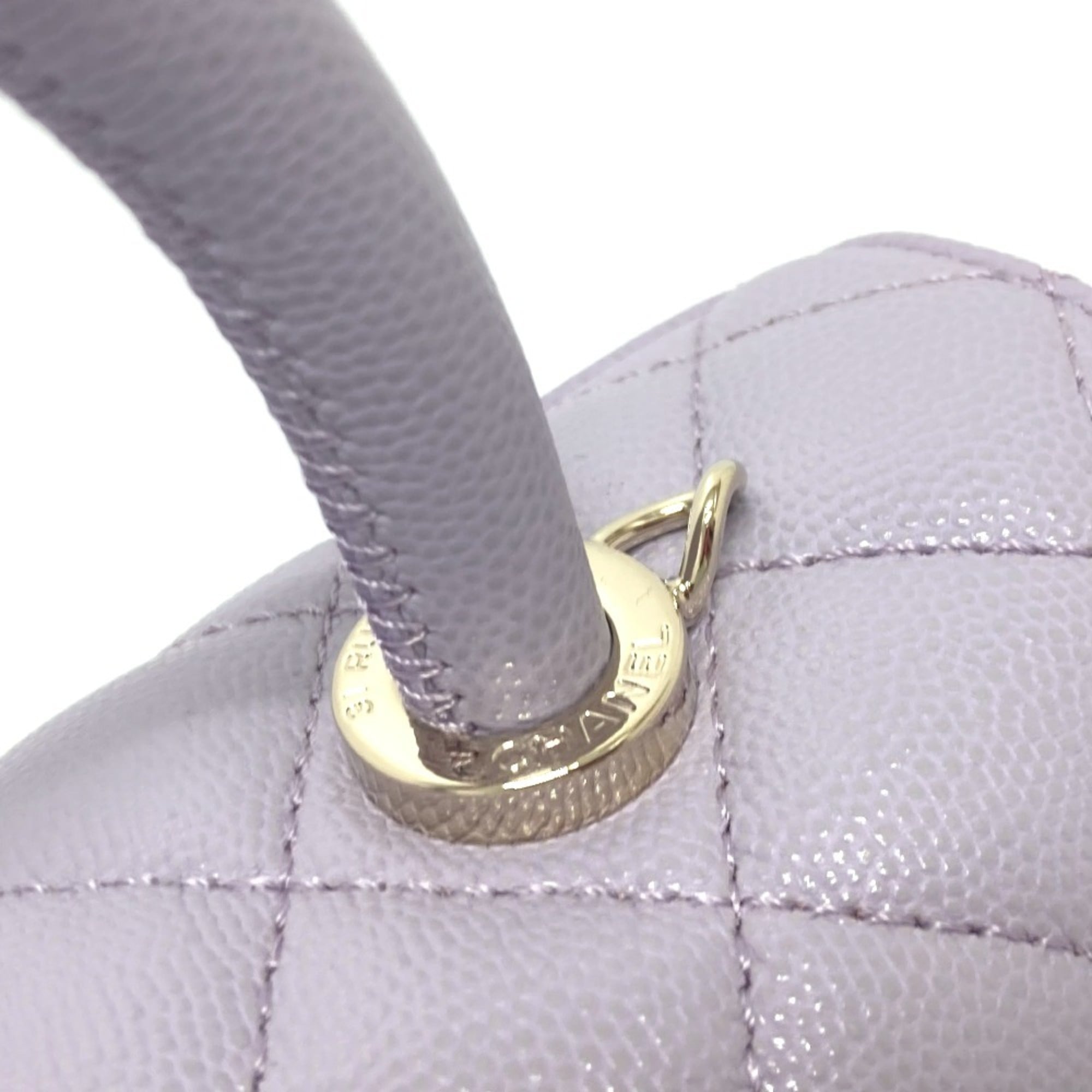 CHANEL A92990 Matelasse Coco Handle Bag Shoulder Handbag Caviar Skin Women's Lavender Purple — New - Store Return