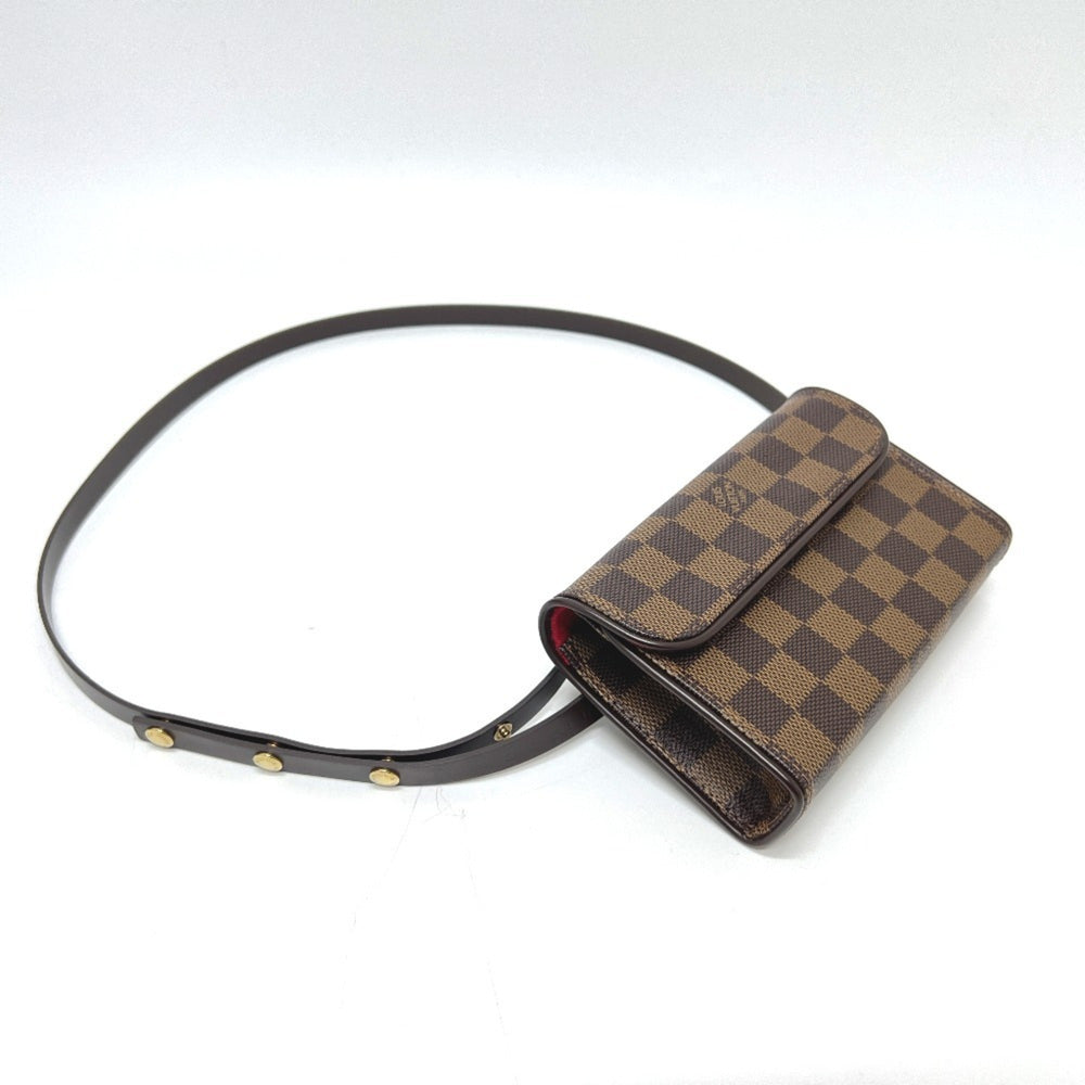 LOUIS VUITTON Florentine Pochette N51856, Special Order Order, Women's, Damier Canvas, Ebene Brown — Like New