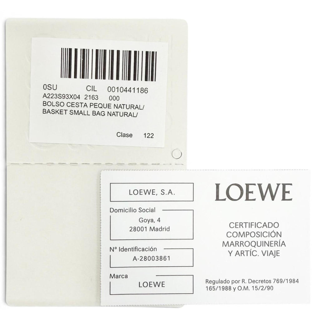 LOEWE A223S93X04 Basket Bag Small Palm Leaf Leather Anagram Handbag Natural White Made in Spain Women's Comes with Box and Dust — Like New
