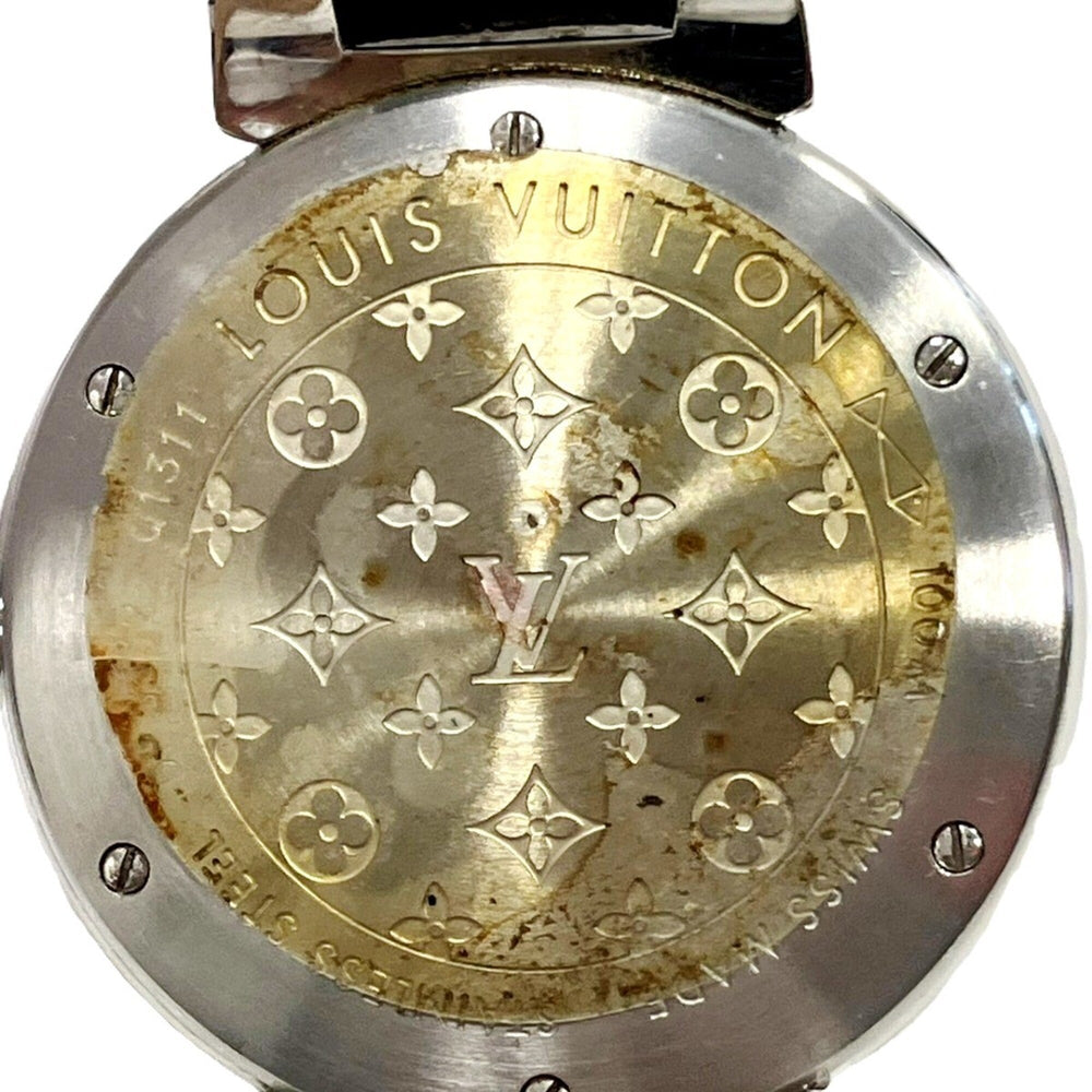 Louis Vuitton Tambour Q1311 Watch, Total Weight 49.5g, Stainless Steel, Genuine Leather Strap, Quartz Movement, Brown Dial — Good