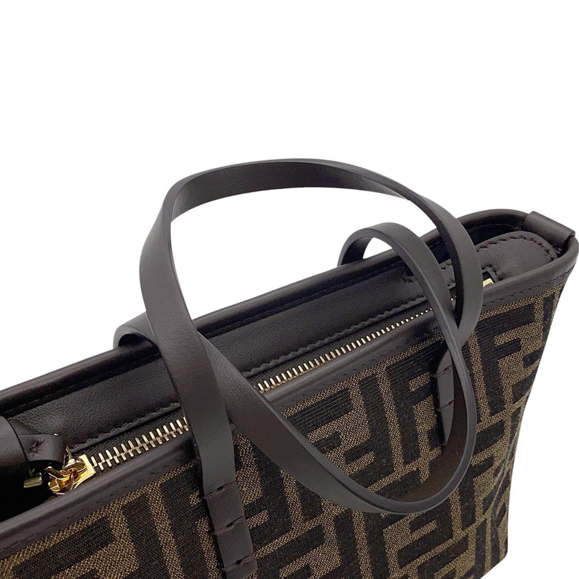 Fendi Roll FF Jacquard Mini Canvas Leather Handbag 8BS096 2-way Shoulder Bag FENDI — Like New