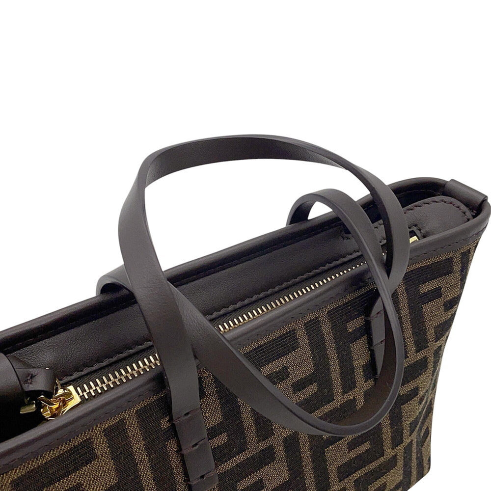 Fendi Roll FF Jacquard Mini Canvas Leather Handbag 8BS096 2-way Shoulder Bag FENDI — Like New
