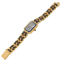 Chanel CHANEL Première S Watch, Gold Plated (GP), Leather Strap, Women's, Black, H0001 — Very Good