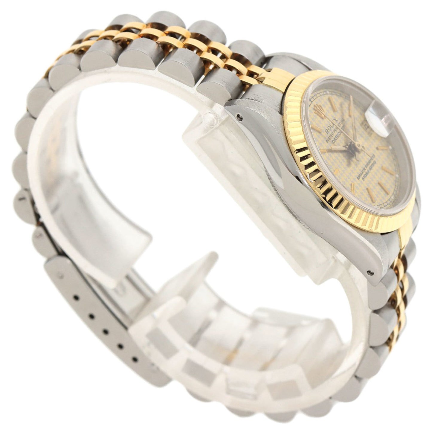 Rolex 69173 Datejust Houndstooth Watch Stainless Steel SSx18KYG Ladies ROLEX