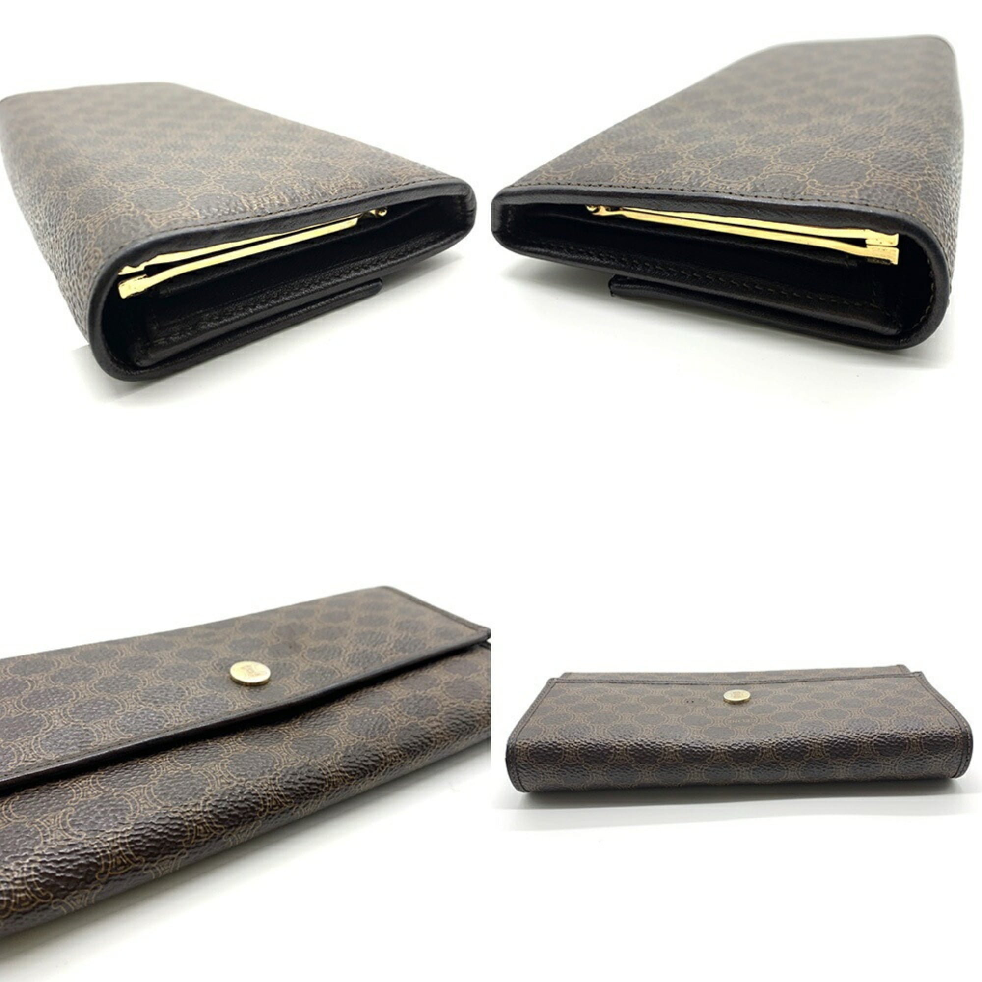 Celine Macadam Bifold Long Wallet, Dark Brown PVC, Women's, CELINE