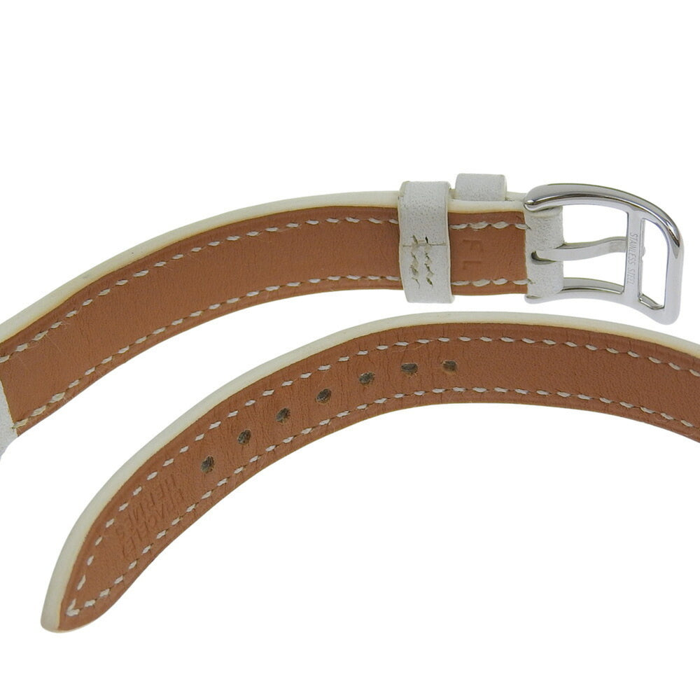 Like new Hermès Cape Cod CC1 210, □R stamped, white dial, stainless steel/leather, 33mm x 23mm, quartz movement, women's watch — Like New