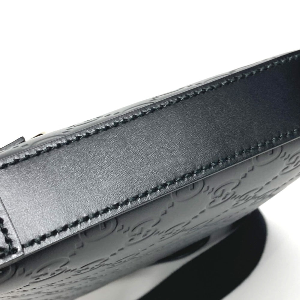 GUCCI 406410 GG Embossed Guccissima Logo Bag, Crossbody Pouch, Shoulder Leather, Black, Men's and Women's — Like New
