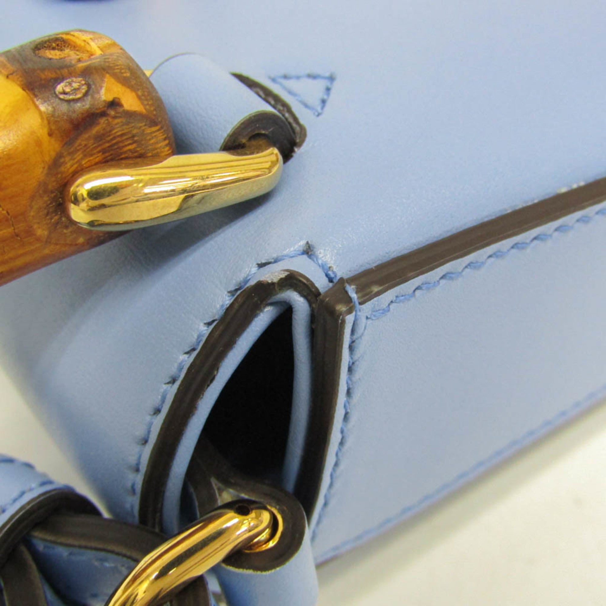 Gucci Bamboo 702106 Women's Leather Backpack,Handbag,Shoulder Bag Blue — Like New