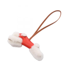 Hermes Buddy Charm Capucines Gold Accessory Sheepskin Agneau Milo Women's Red Brown White — New - Store Return