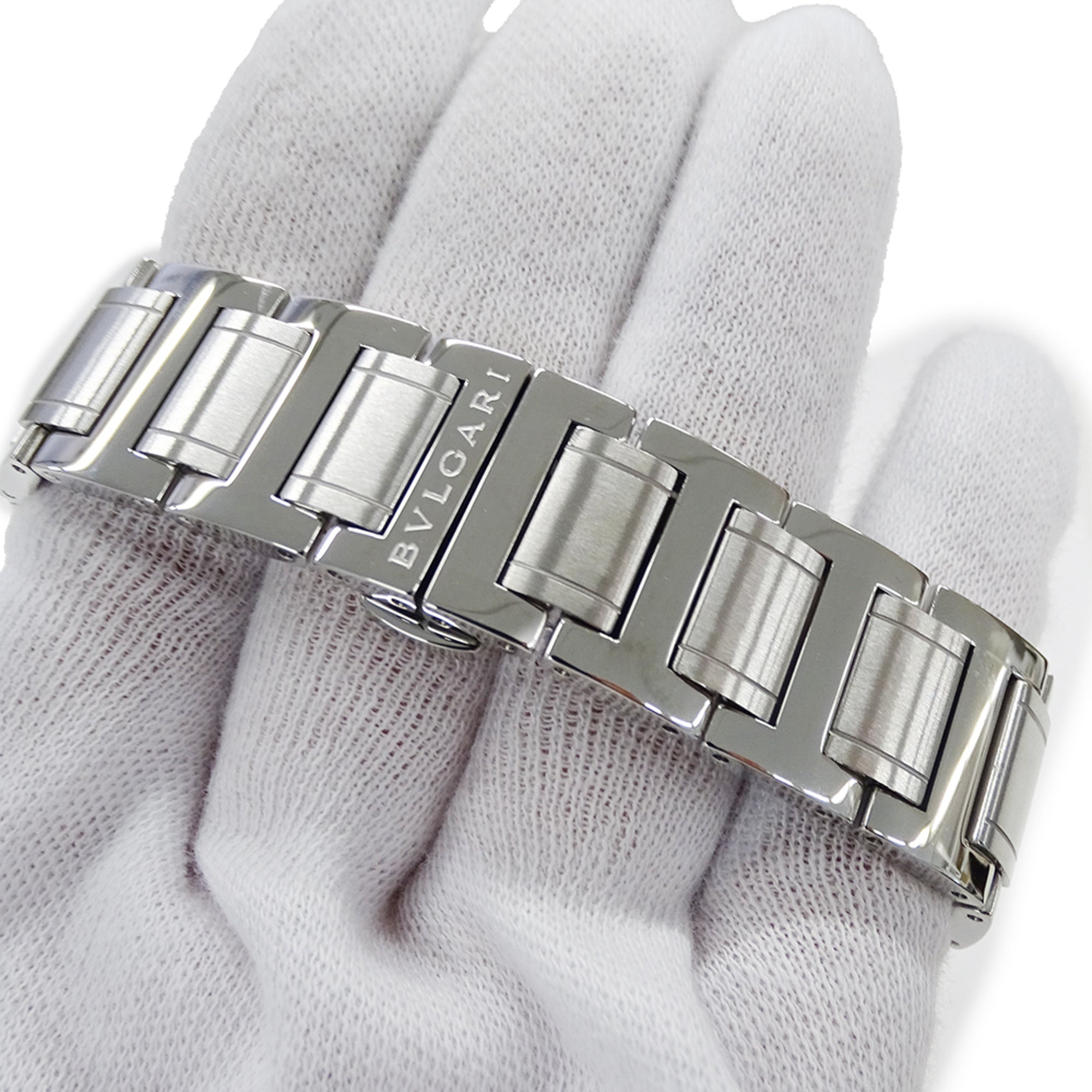 Bulgari BVLGARI Men's Watch, Brand: Date Automatic AT Stainless Steel SS BB41S Silver Black Open Caseback — Good