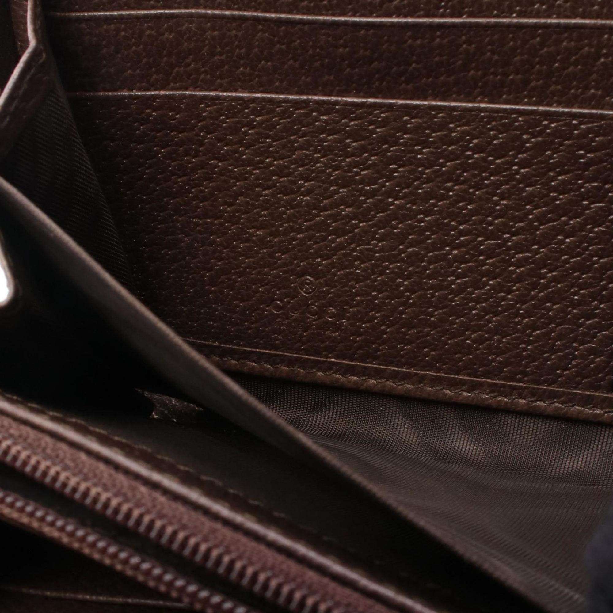 Gucci Ophidia GG Supreme Sherry Line Round Long Wallet, Leather, Women's, Beige, Brown, Multicolor, 523154