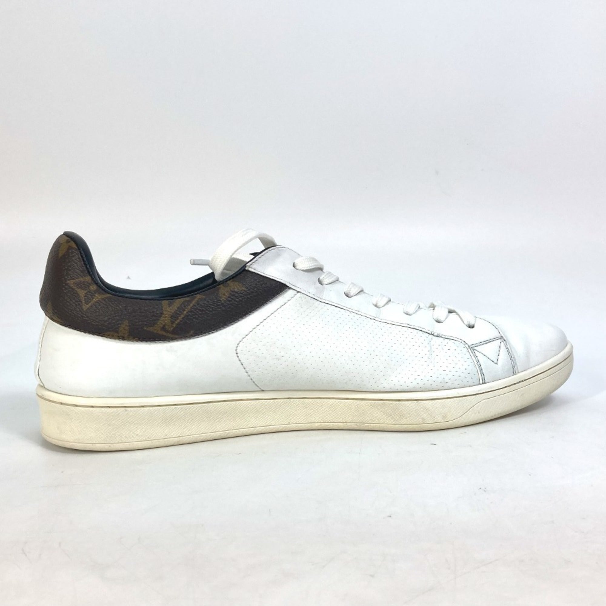 LOUIS VUITTON Luxembourg Line Monogram Logo Lace-Up Leather Sneakers Men's White