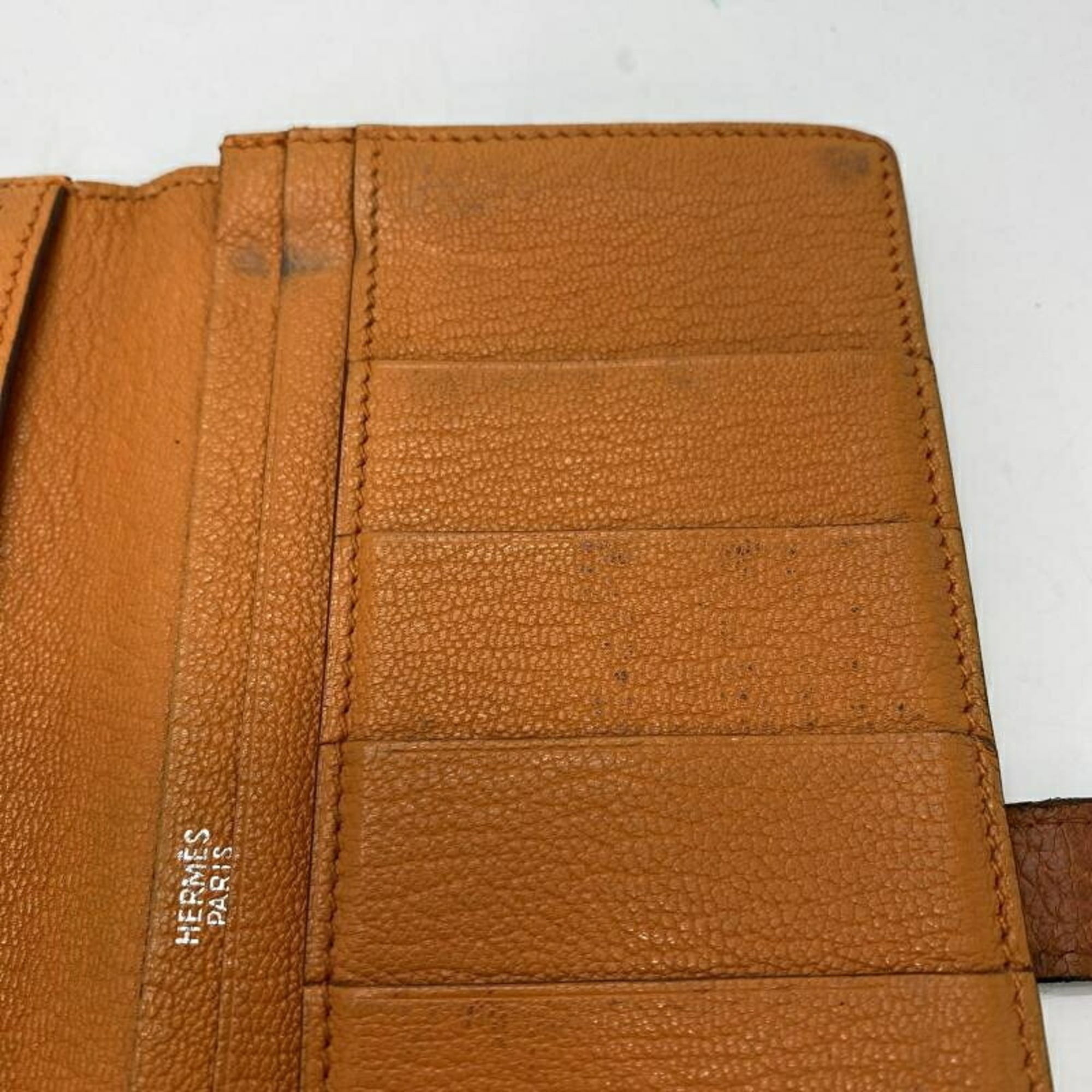 HERMES Bearn Souffle Long Wallet Orange Hermes