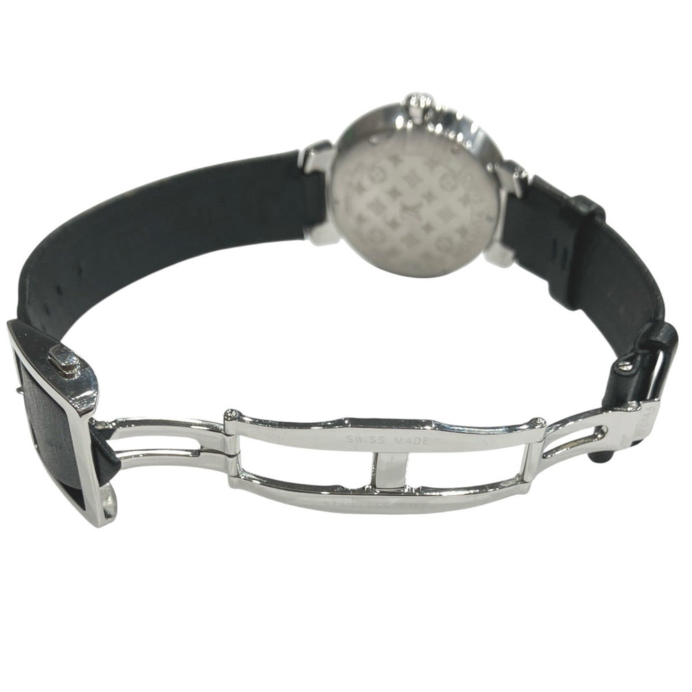 Louis Vuitton Tambour watch, total weight 48g, stainless steel, genuine leather strap, quartz movement, silver dial, Q13MJ — Good