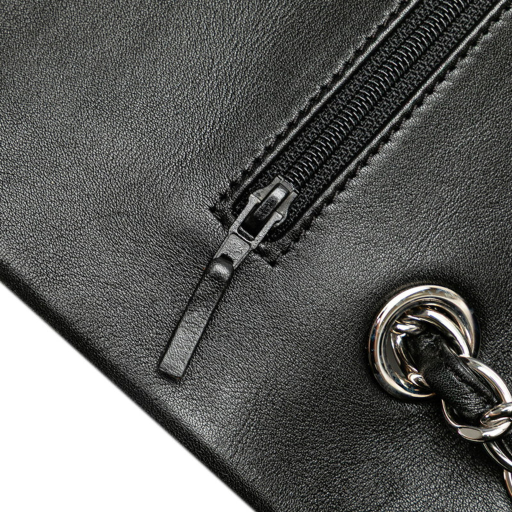 CHANEL 2.55 Unlimited Double Flap Chain Shoulder Bag Handbag Black Leather Women's