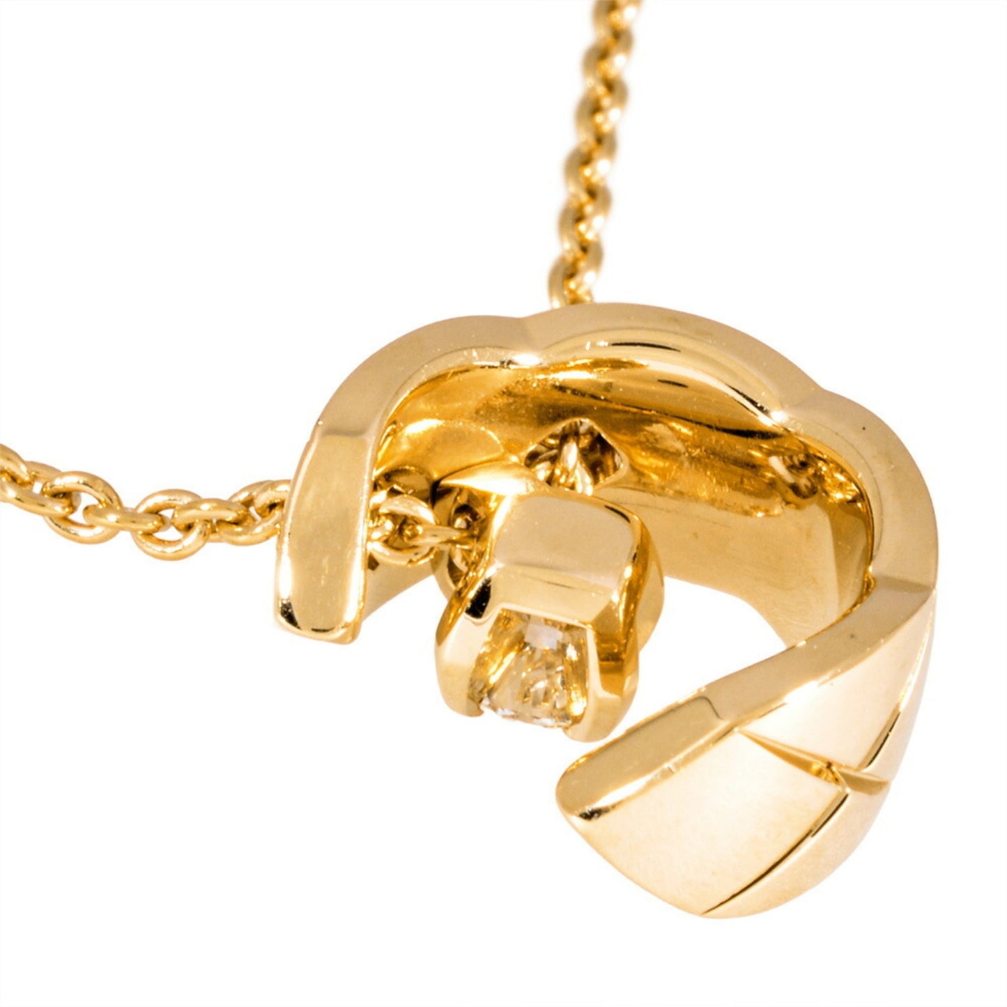 CHANEL Coco Crush Diamond Necklace J12102 18KPG 7.9g Pink Gold Beige Women's