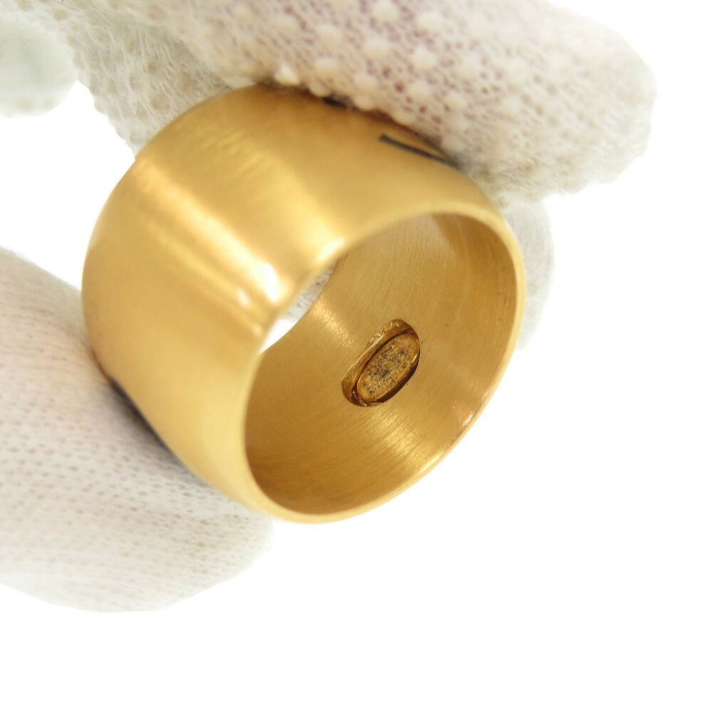 Chanel Coco Mark Heart Metal Size 13 Gold Black Ring 1178CHANEL