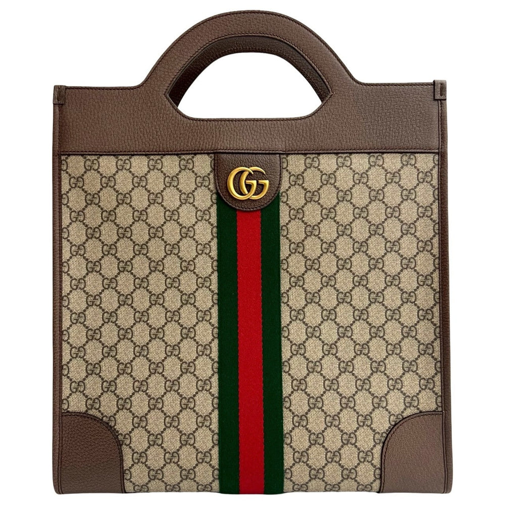 GUCCI Ophidia GG Supreme Sherry Line Leather Handbag, Tote Bag, Business Brown, 63953 — Like New