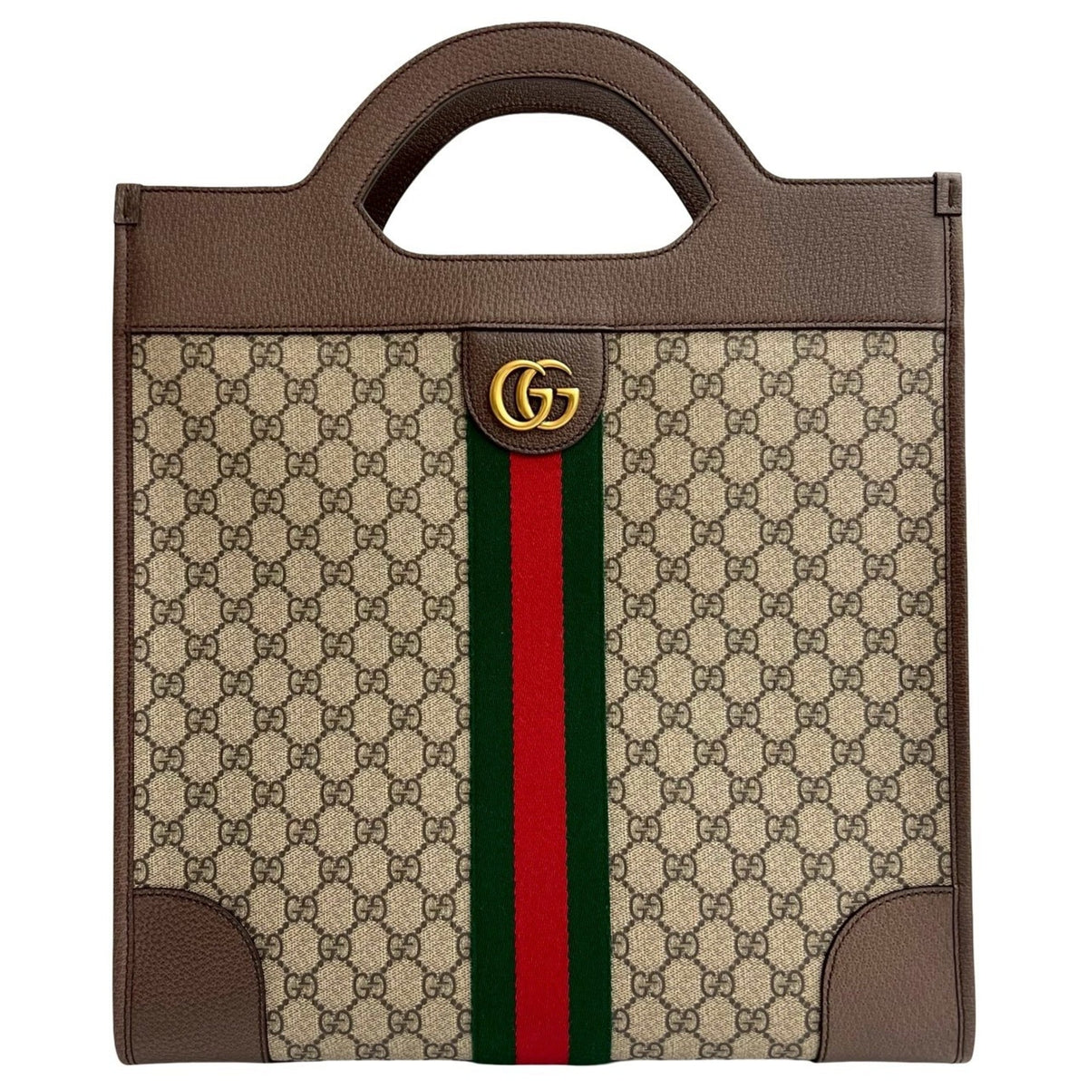 GUCCI Ophidia GG Supreme Sherry Line Leather Handbag, Tote Bag, Business Brown, 63953 — Like New