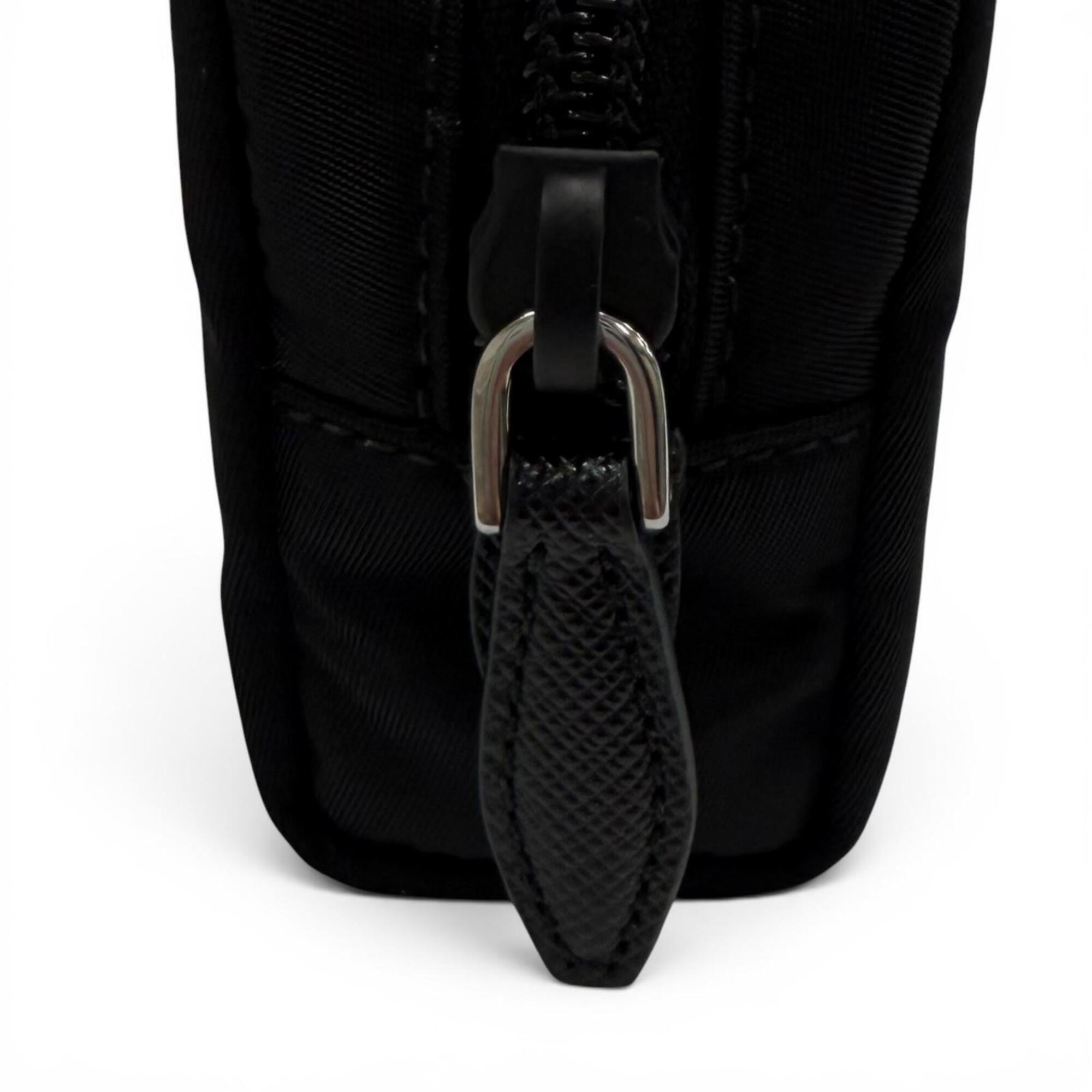 PRADA 1ND339 Micro Re-Nylon Pouch Small Triangle Logo Makeup Black Made in Italy Women's — Like New
