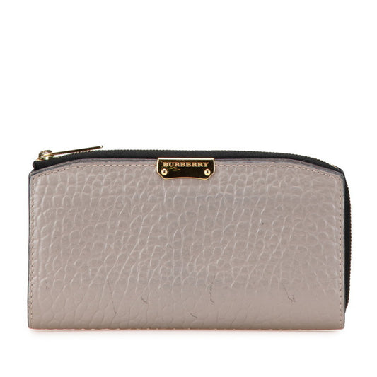 Burberry long wallet, gray leather, women's.
