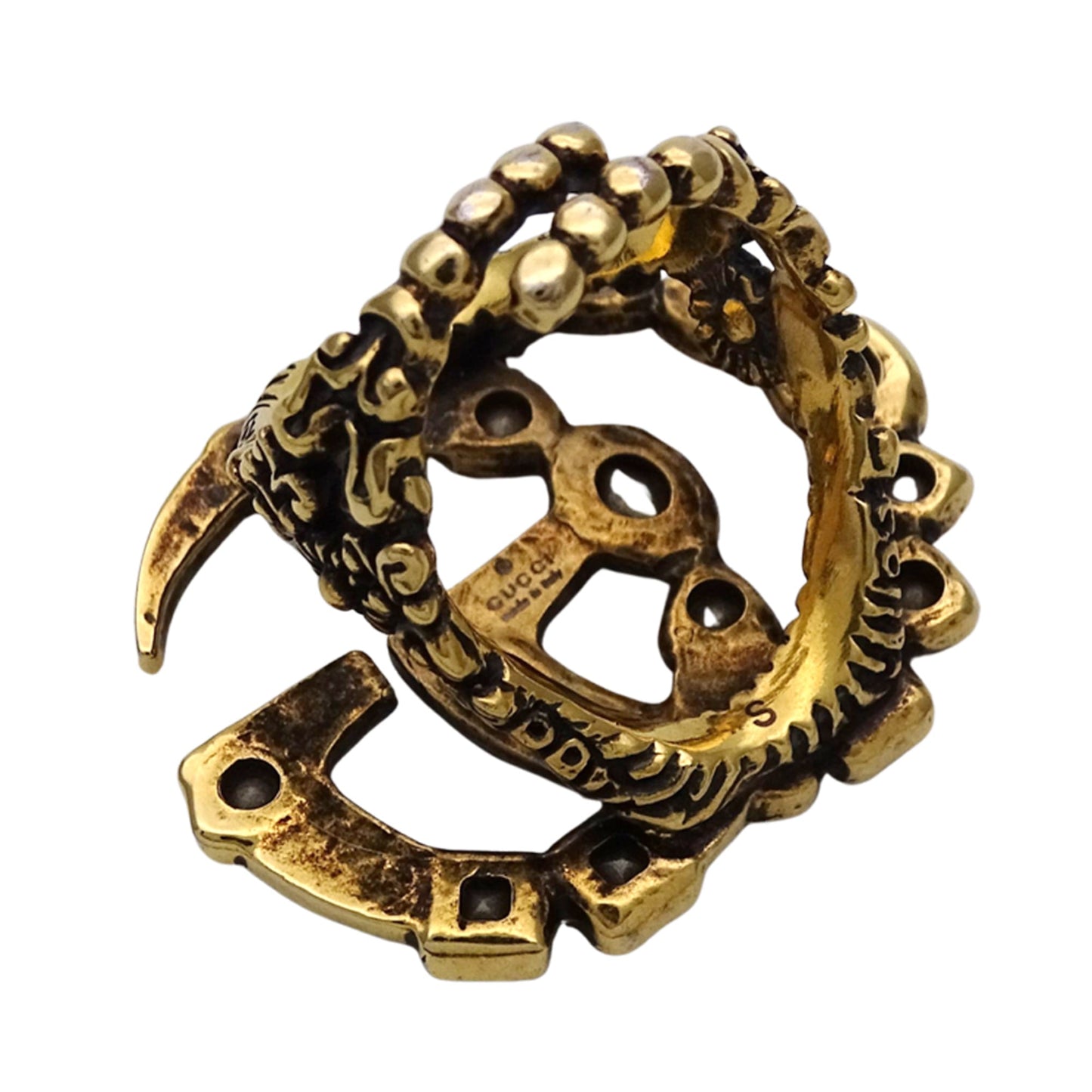 Gucci GG Marmont ring for men and women, gold, multicolored, with beaded details a vintage feel.