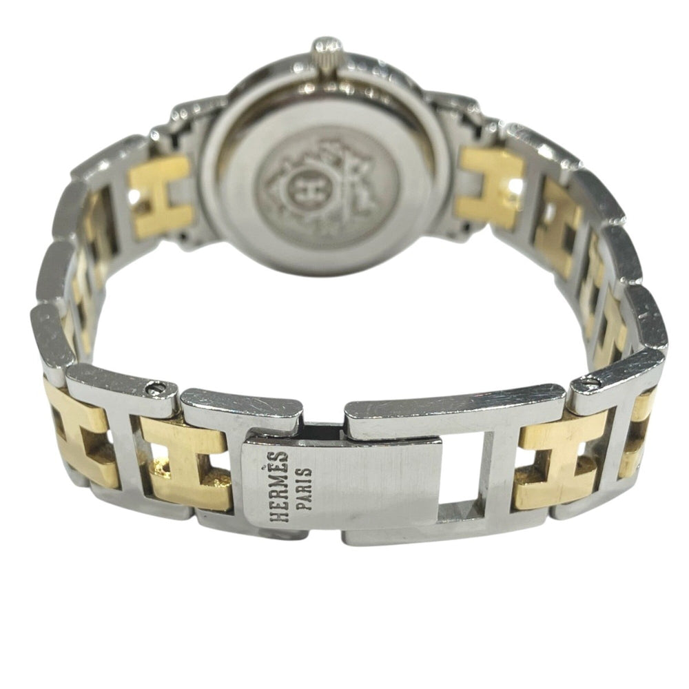 Hermes Clipper watch, total weight 36.2g, stainless steel, quartz movement, white dial, CL3.240 — Good