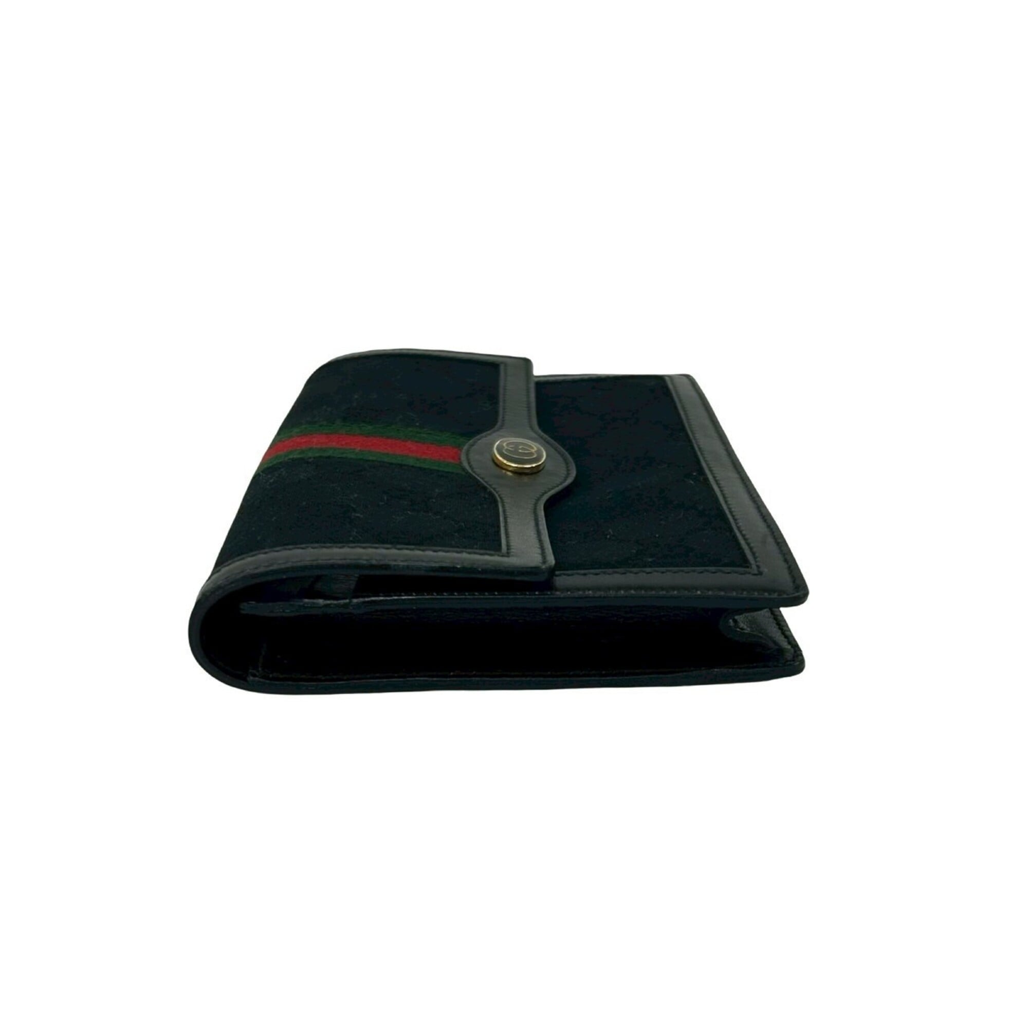 GUCCI Vintage GG Logo Hardware Sherry Line Canvas Leather Pouch Black 79409 — Like New