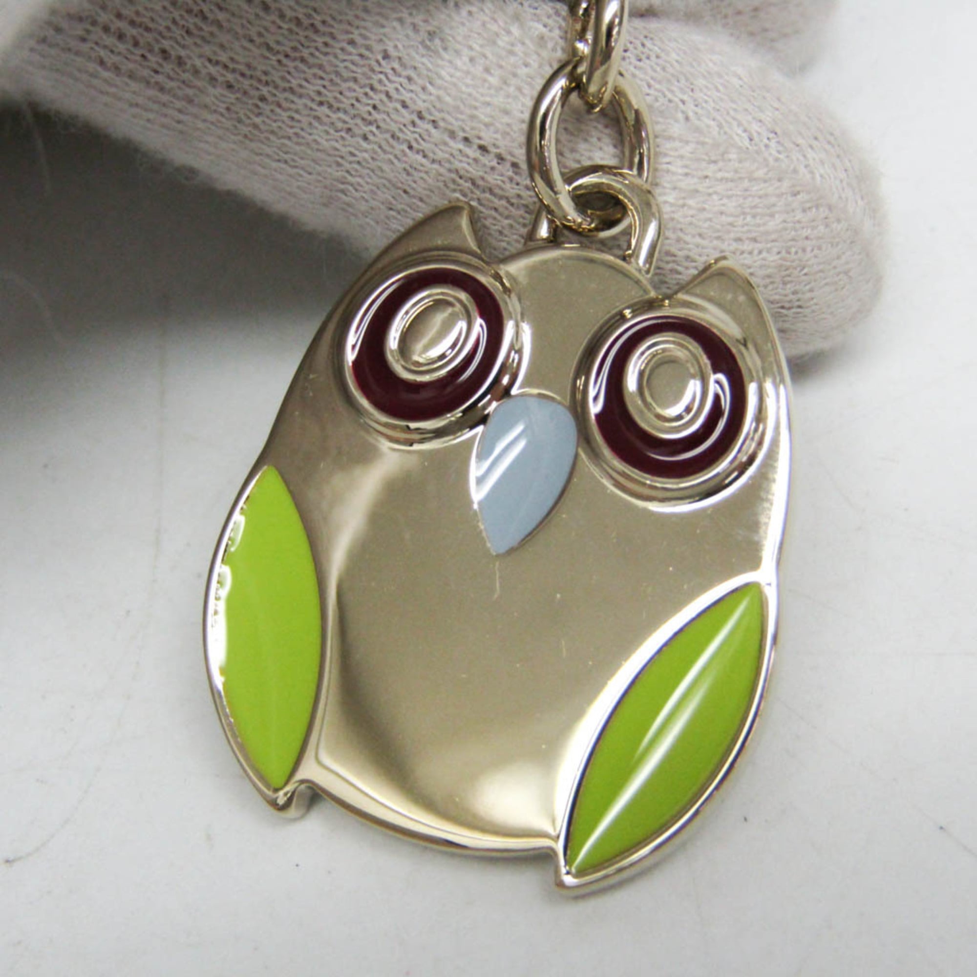 Gucci Metal Keyring Charm Silver,Light Green Owl charm — Like New