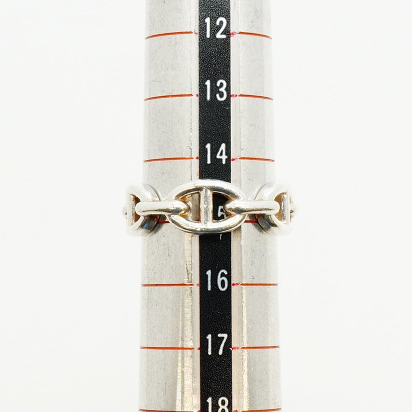 Hermes Enchaine Chaine d'Ancre Ring, Silver 925, #55, Women's