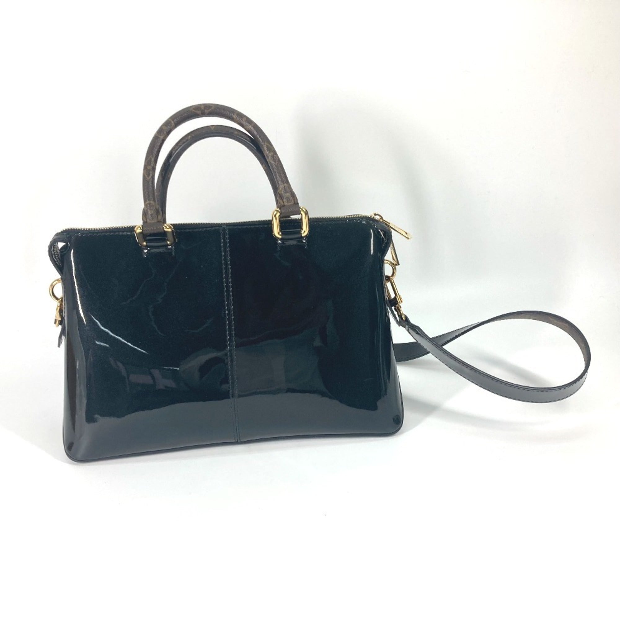 LOUIS VUITTON M54626 Vernis Tote Miroir 2-Way Bag, Shoulder Handbag, Patent Leather/Monogram Canvas, Women's, Noir Black — Like New